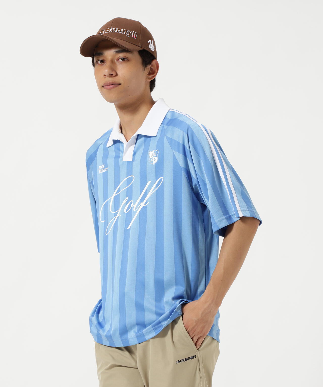 ストライプJQ半袖ポロシャツ
