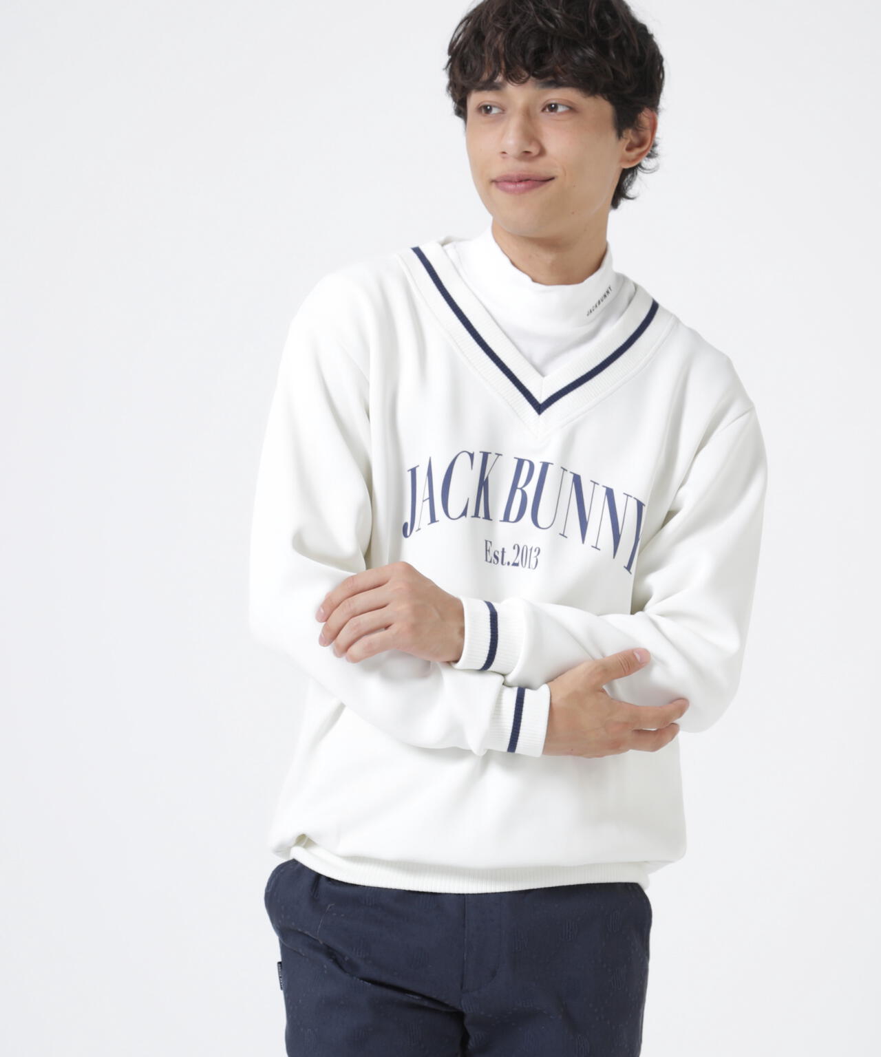 PEダンボール天竺 長袖Vネックスウェット