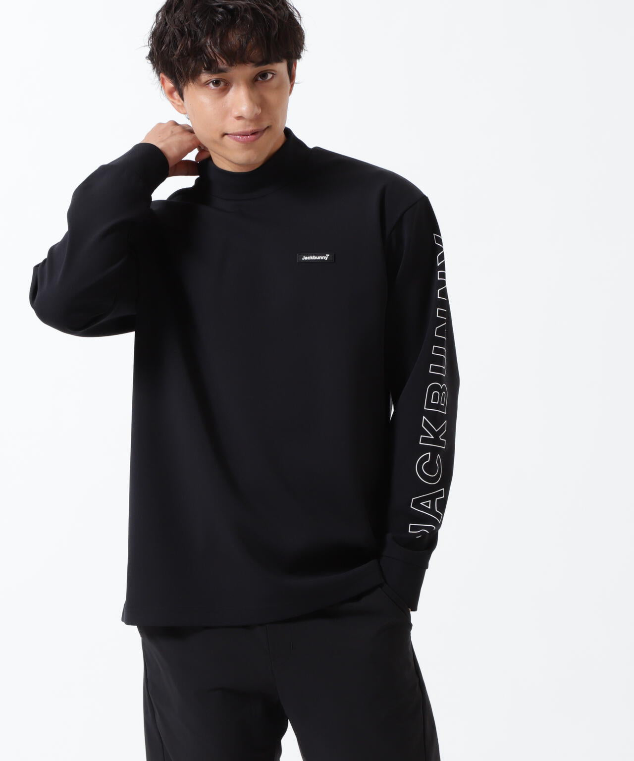 ストレッチ天竺長袖ハイネックカットソー