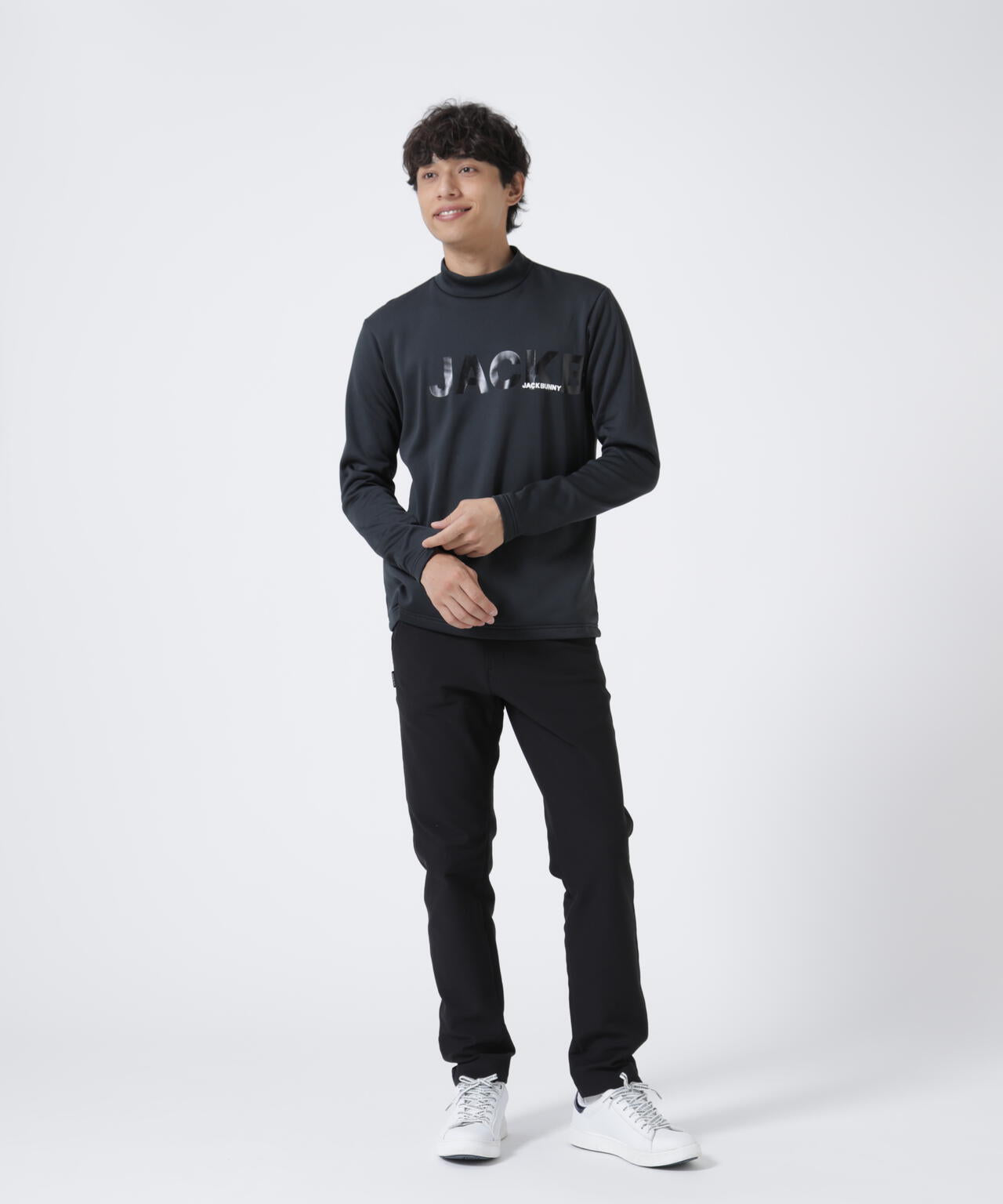 KARUISHI長袖モックネックカットソー