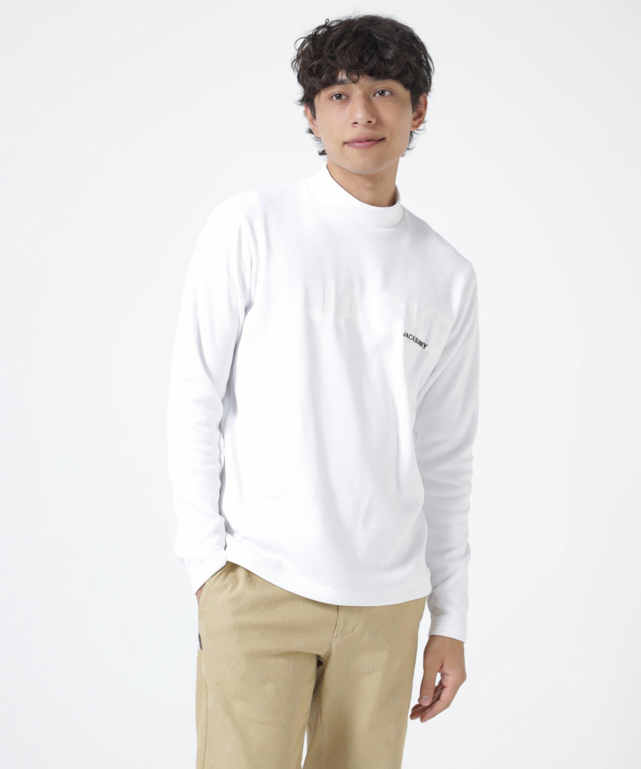 KARUISHI長袖モックネックカットソー