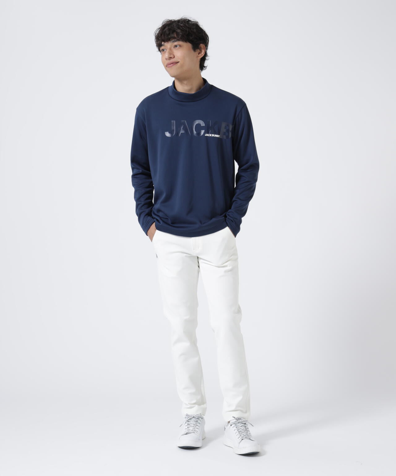 KARUISHI長袖モックネックカットソー