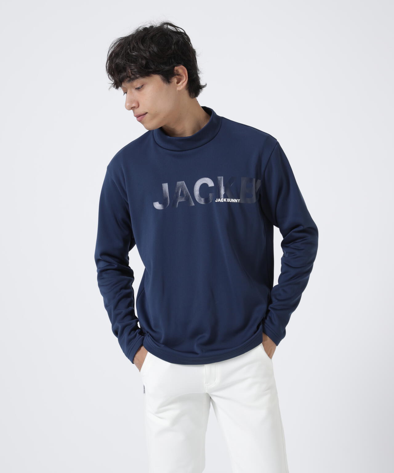 KARUISHI長袖モックネックカットソー