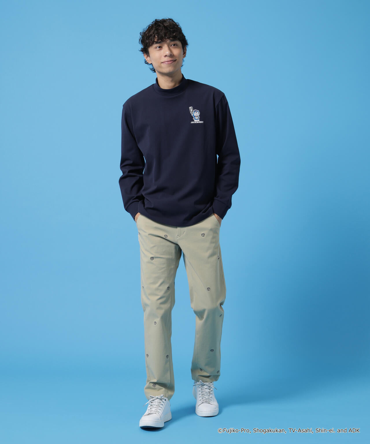 【ドラえもん】PE天竺長袖モックネックカットソー