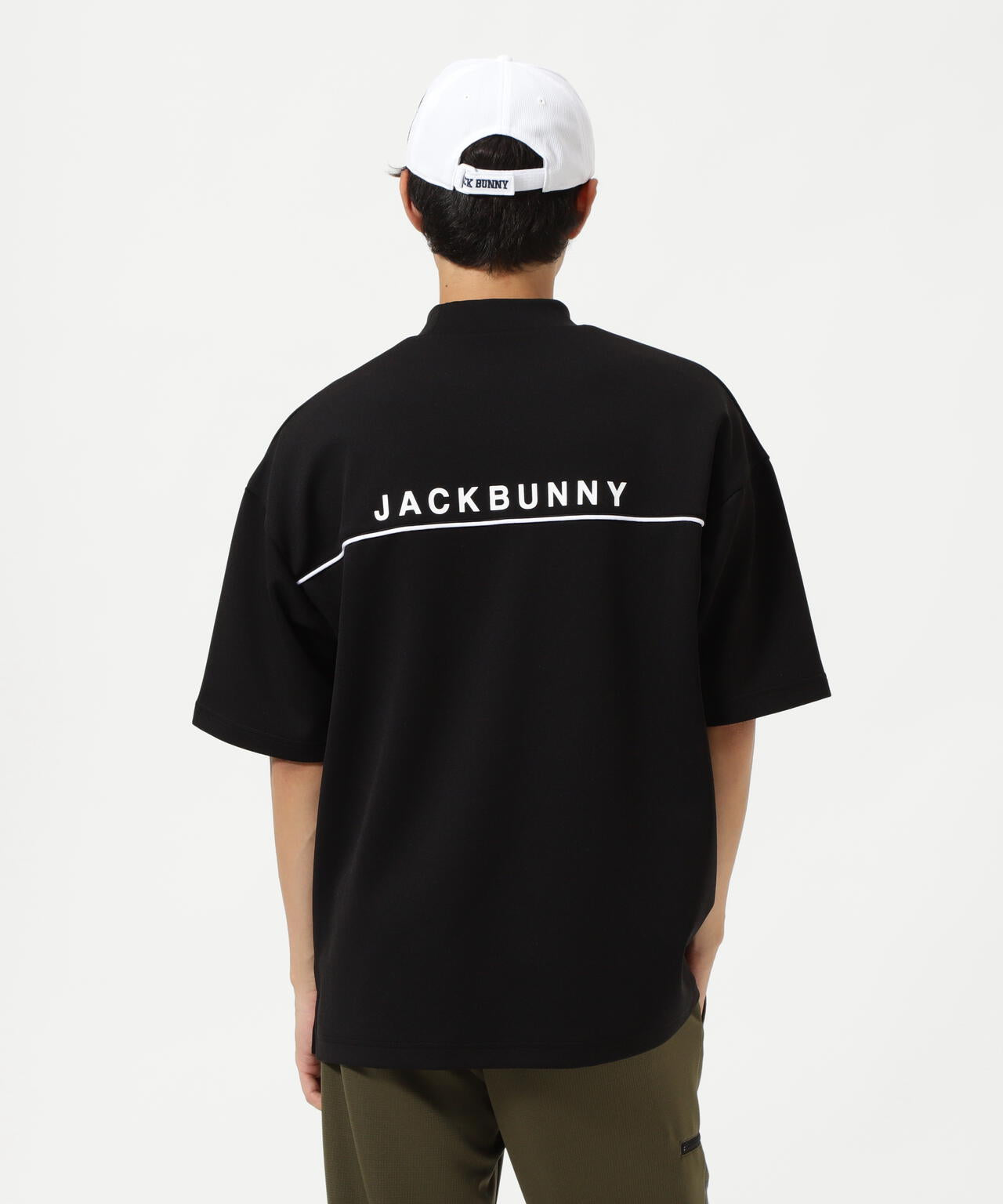 天竺ポンチ五分袖モックネック