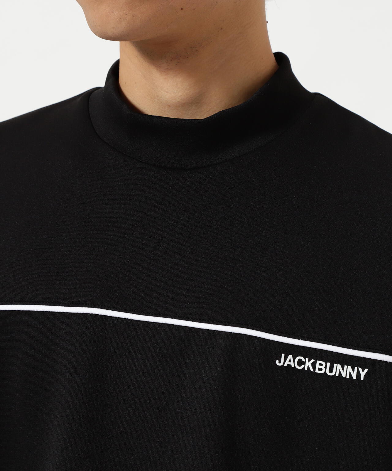 天竺ポンチ五分袖モックネック