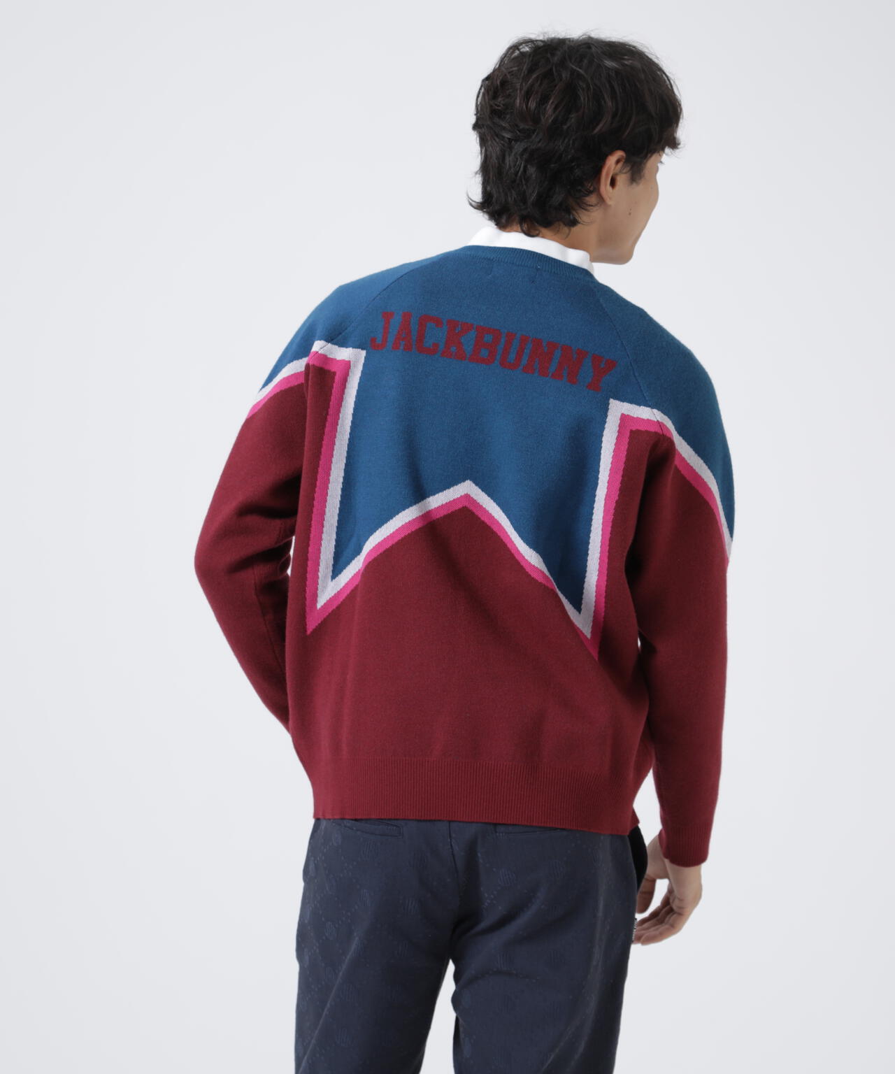 12Gダブルジャガード クルーネックニットプルオーバー