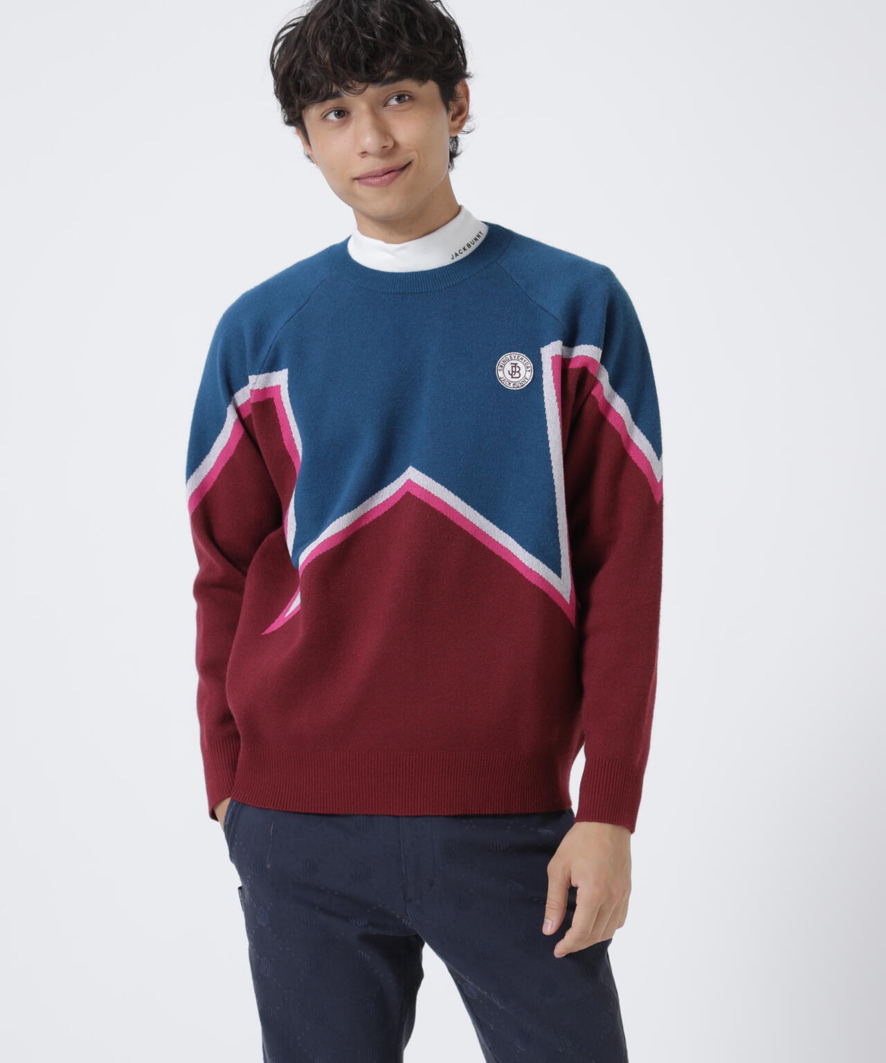 12Gダブルジャガード クルーネックニットプルオーバー