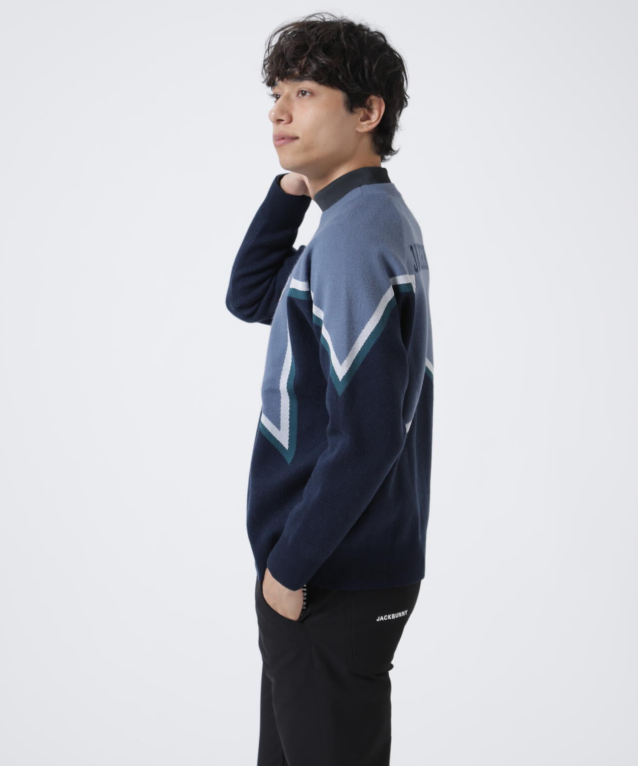 12Gダブルジャガード クルーネックニットプルオーバー