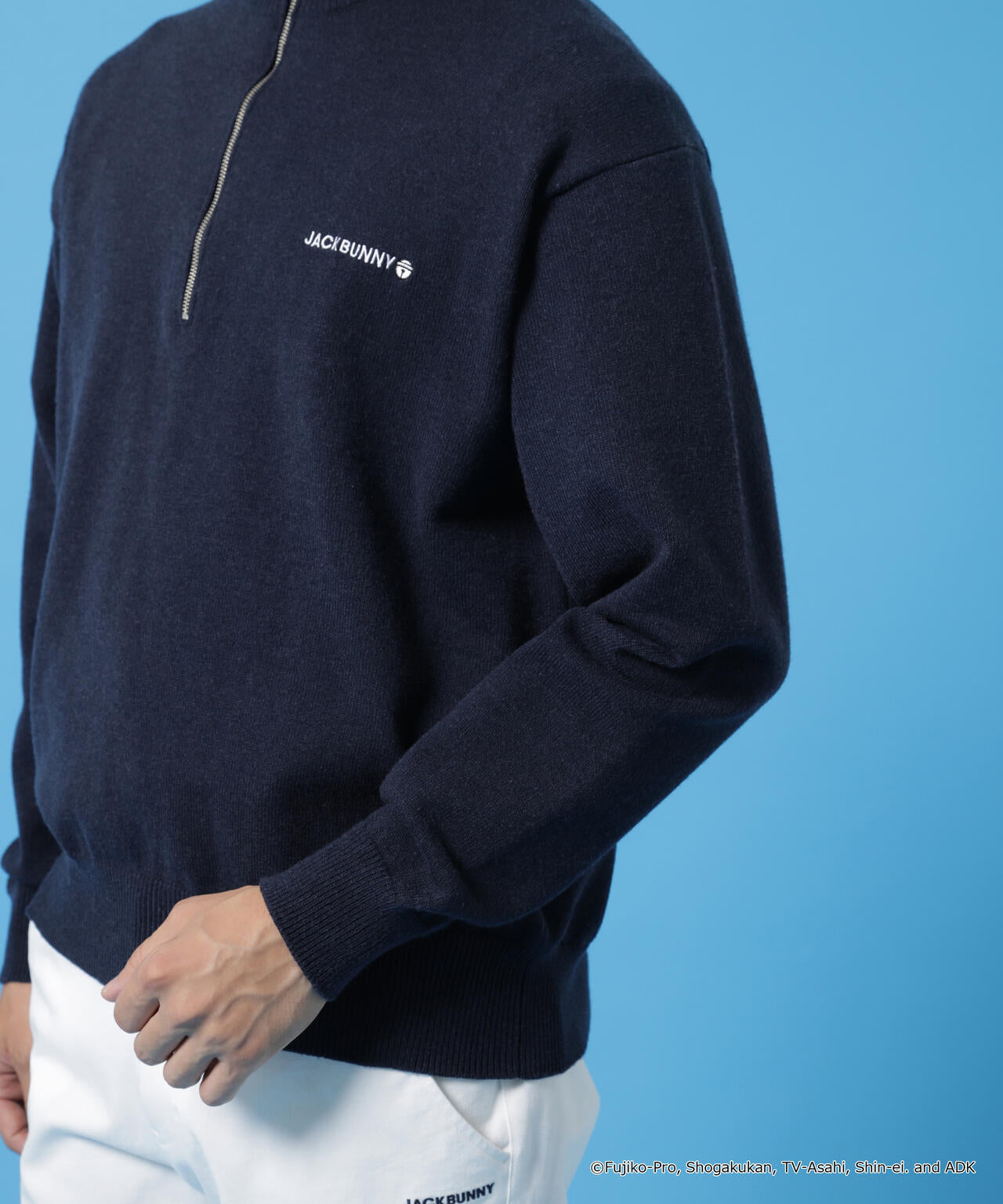 【ドラえもん】ダブルジャガードハーフジップニットプルオーバー