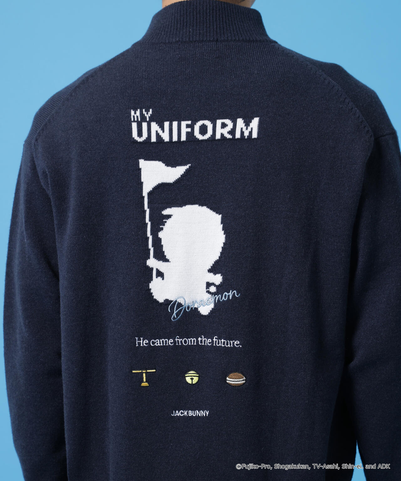 【ドラえもん】ダブルジャガードハーフジップニットプルオーバー