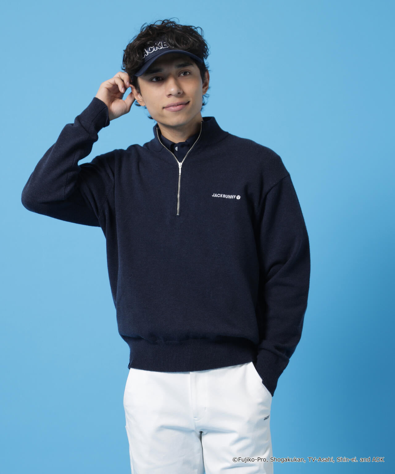 【ドラえもん】ダブルジャガードハーフジップニットプルオーバー