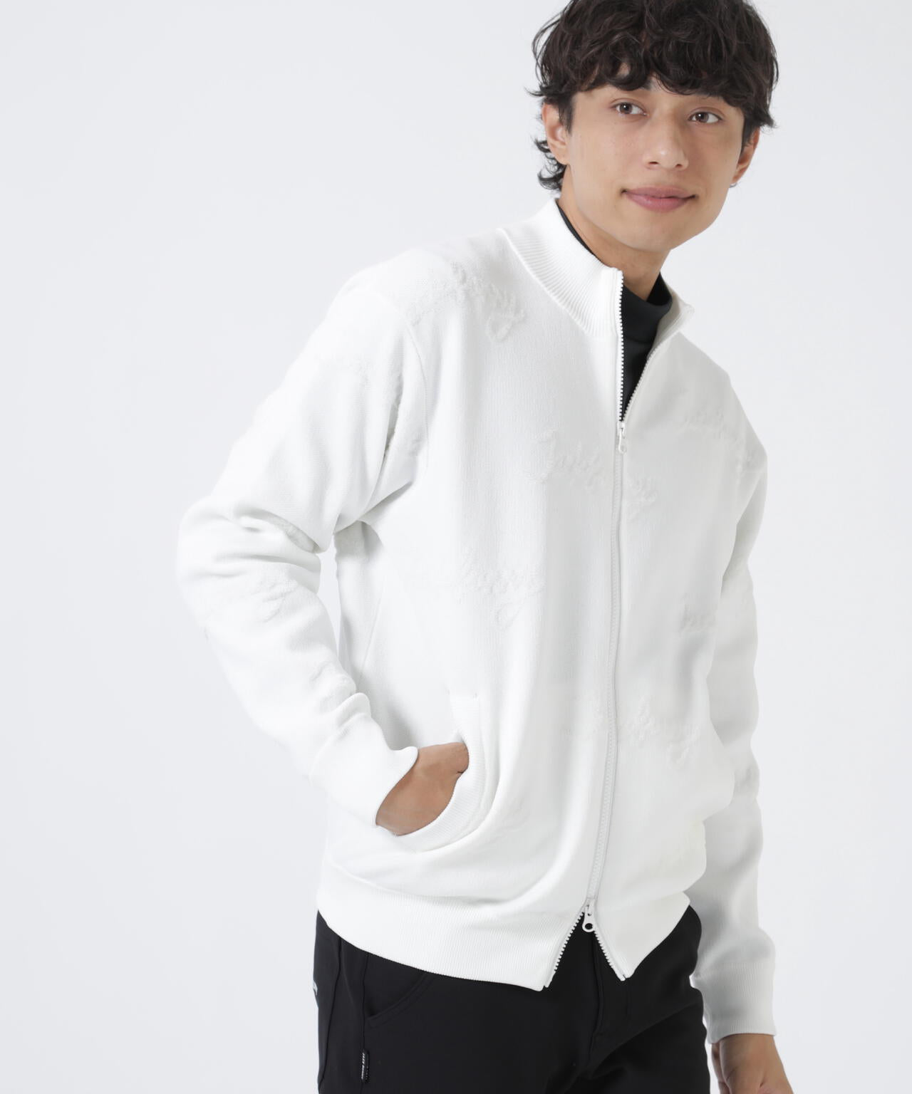 12Gダブルジャガード フルジップアップニット