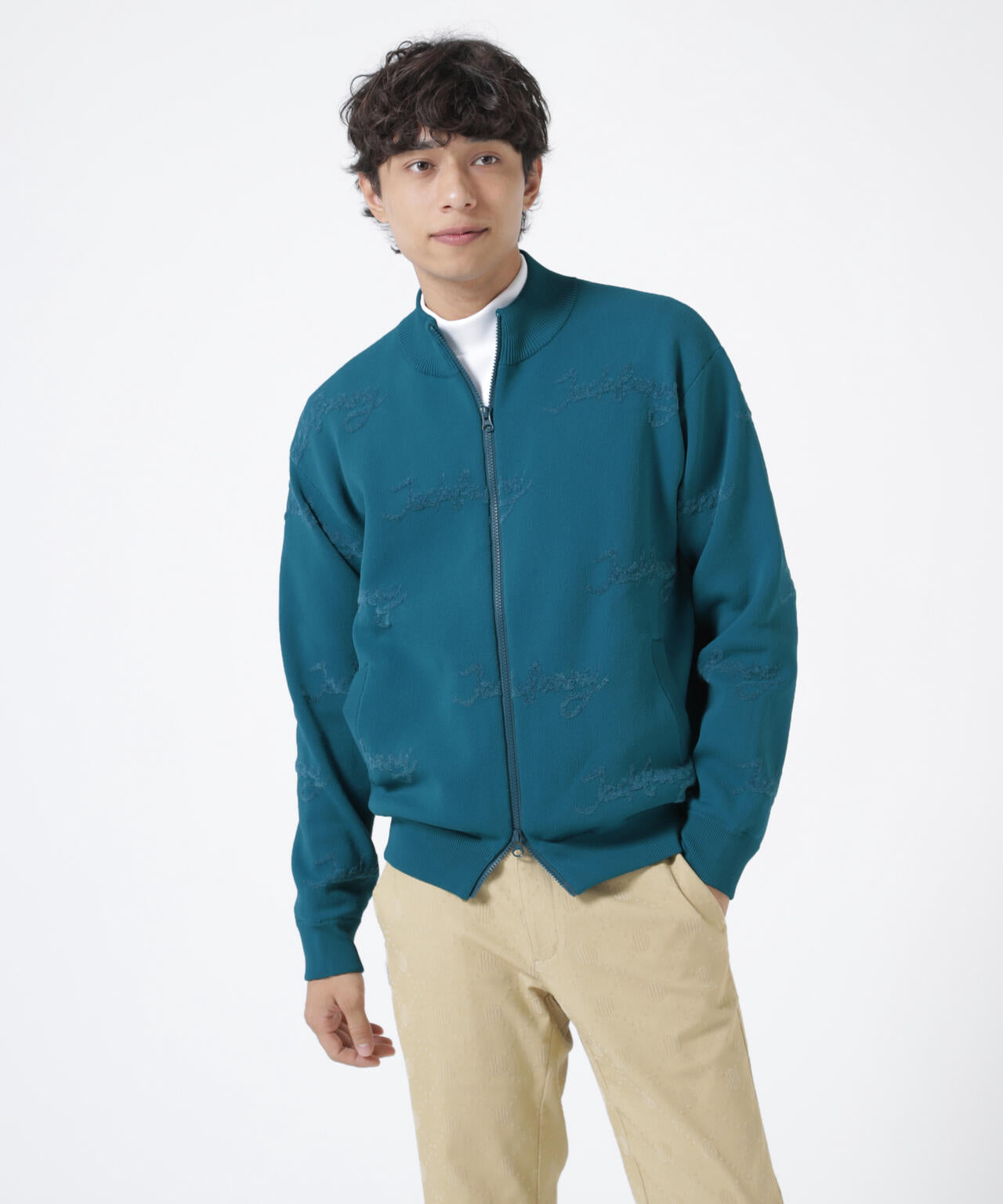 12Gダブルジャガード フルジップアップニット