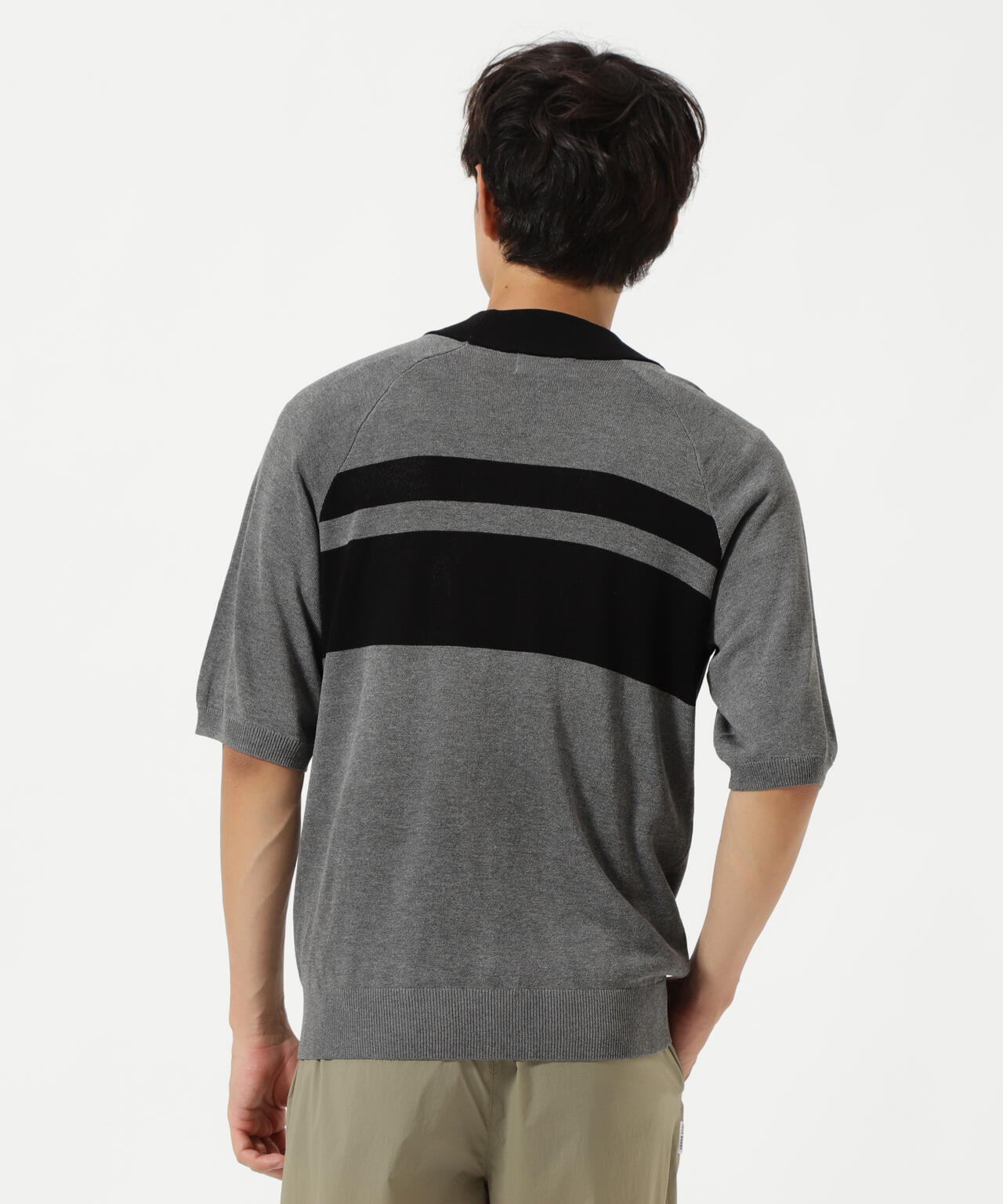 半袖モックネックニットプルオーバー