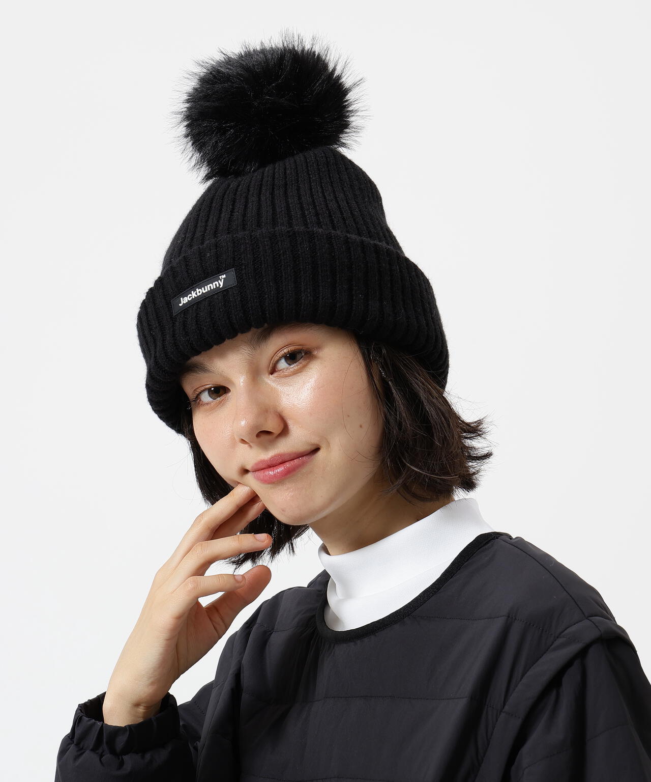 ファー大梵天付ニットキャップ (UNISEX)