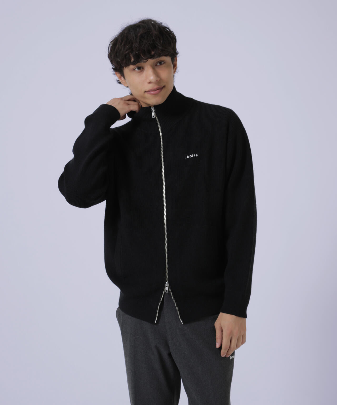 【jbplse】クリンプブレンドウールドライバーズニット