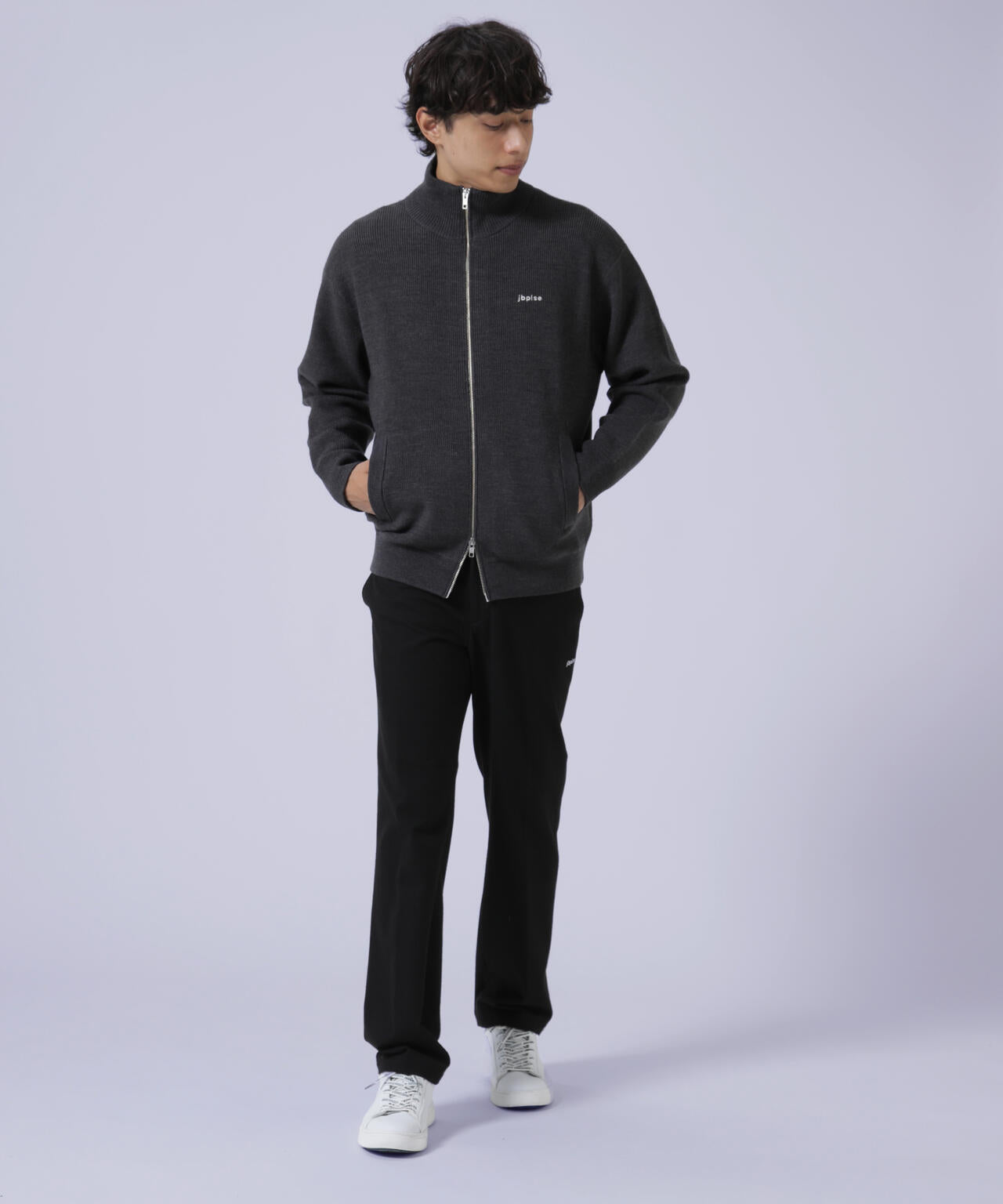 【jbplse】クリンプブレンドウールドライバーズニット