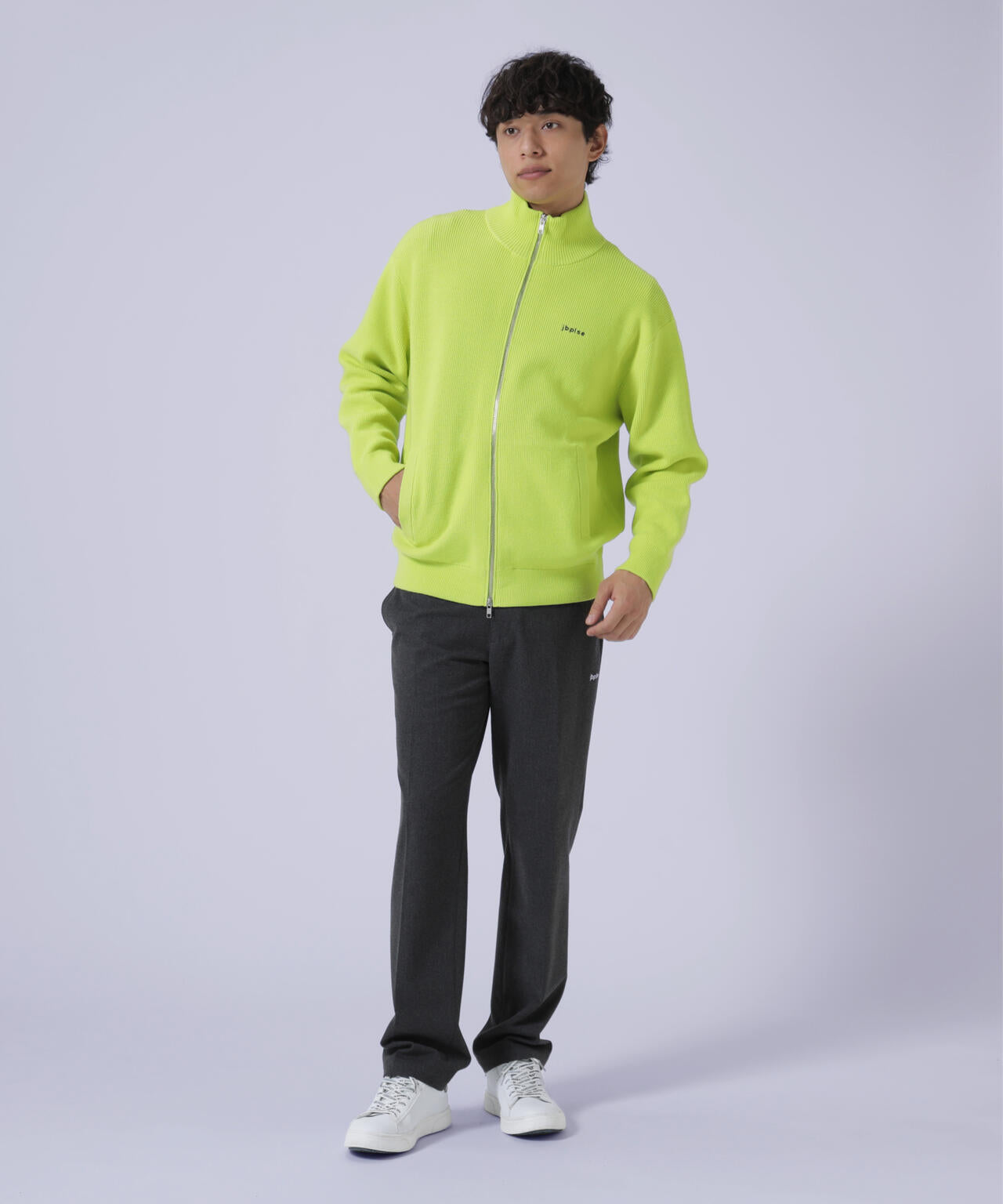 【jbplse】クリンプブレンドウールドライバーズニット