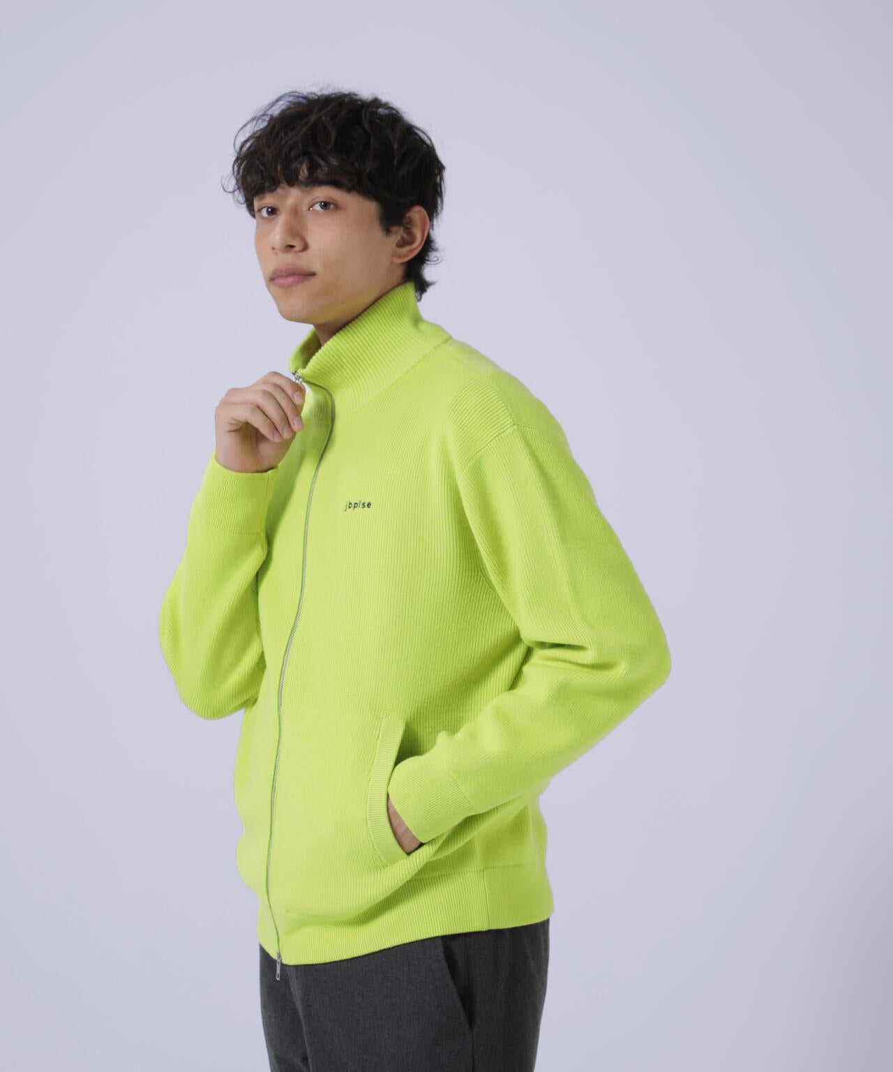 【jbplse】クリンプブレンドウールドライバーズニット