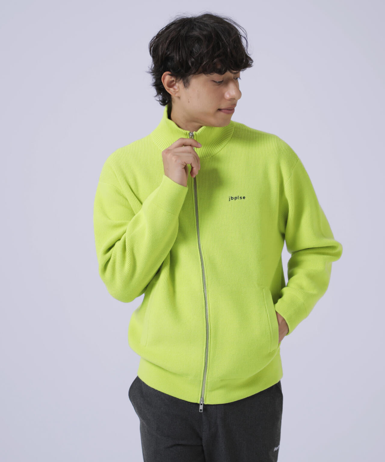 【jbplse】クリンプブレンドウールドライバーズニット