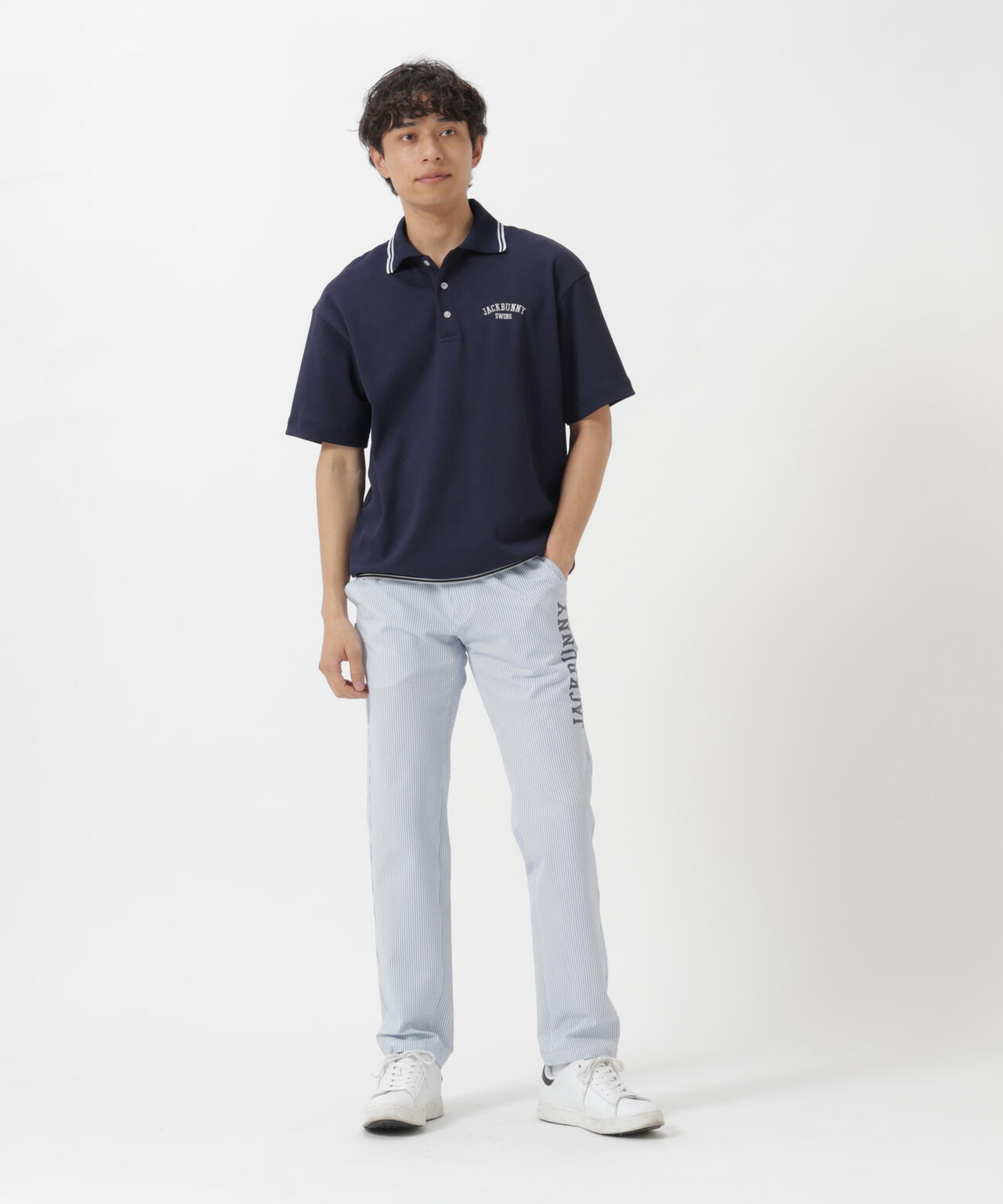 吸水速乾ストライプロングパンツ