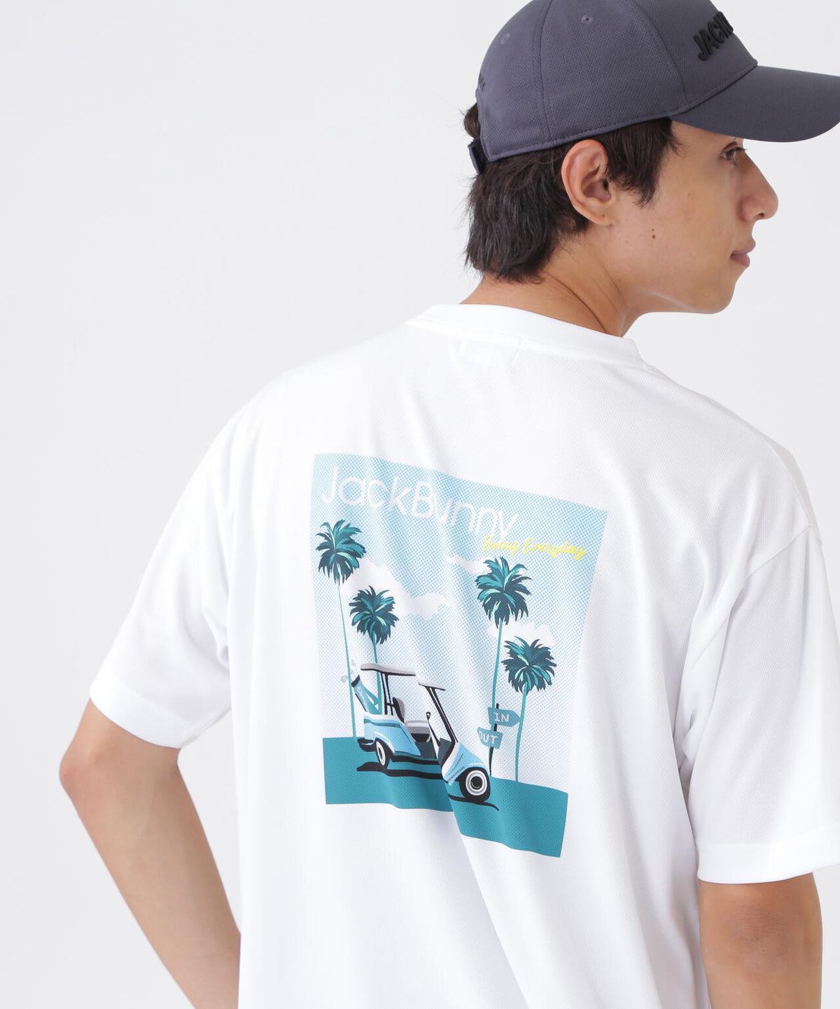 PEバックメッシュプリントTシャツ
