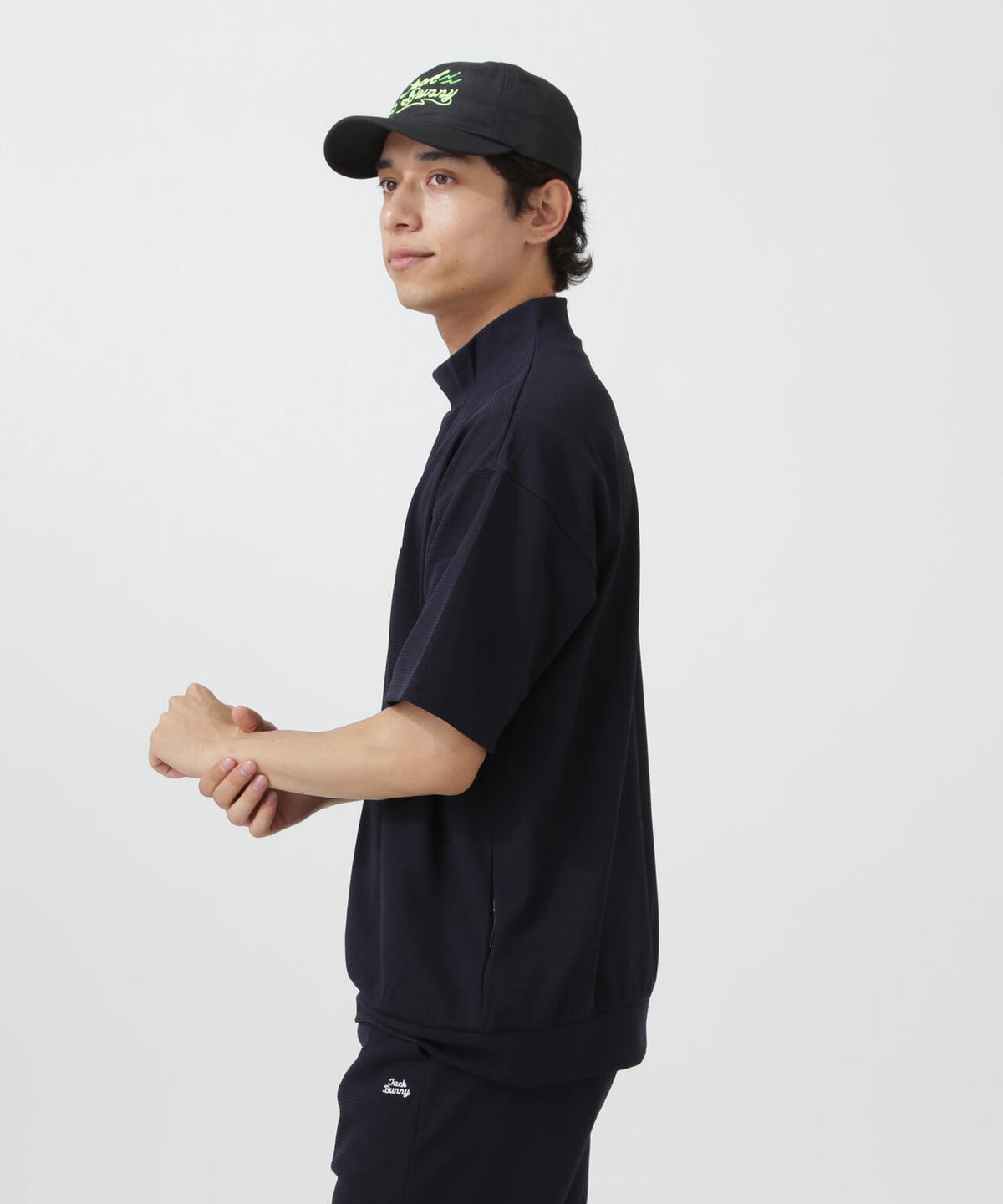 RAYBLOCKドライワッフル半袖モックネックカットソー