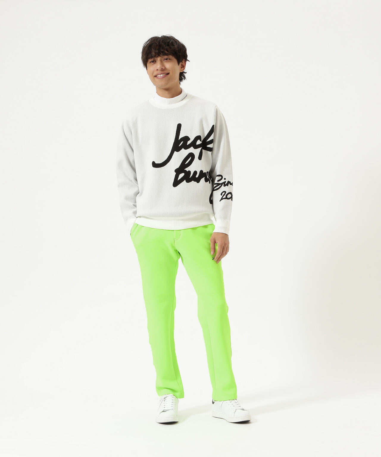 防風裏地付きクルーネックニットプルオーバー