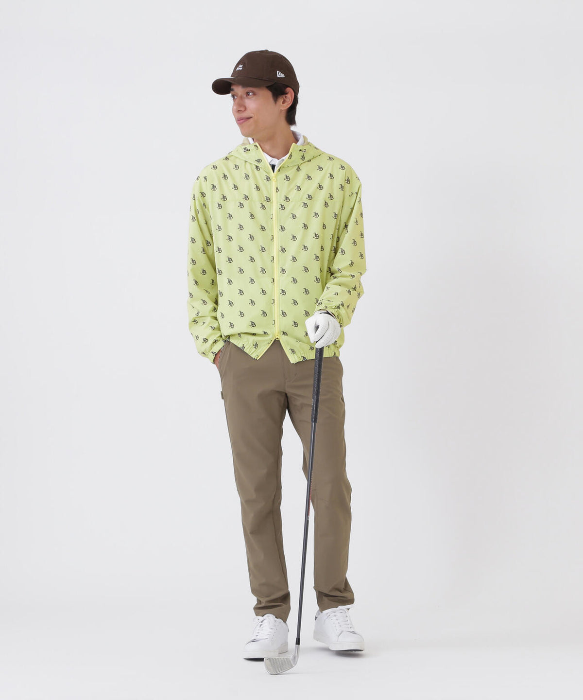 ゴシックロゴプリント裏メッシュフーディブルゾン (MENS)