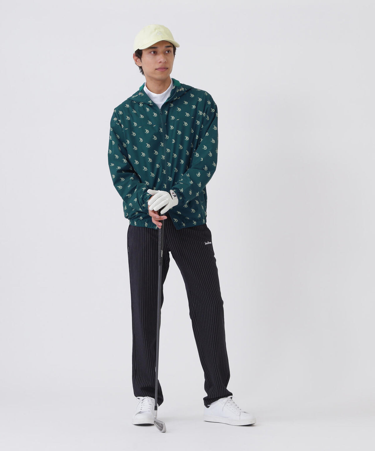 ゴシックロゴプリント裏メッシュフーディブルゾン (MENS)