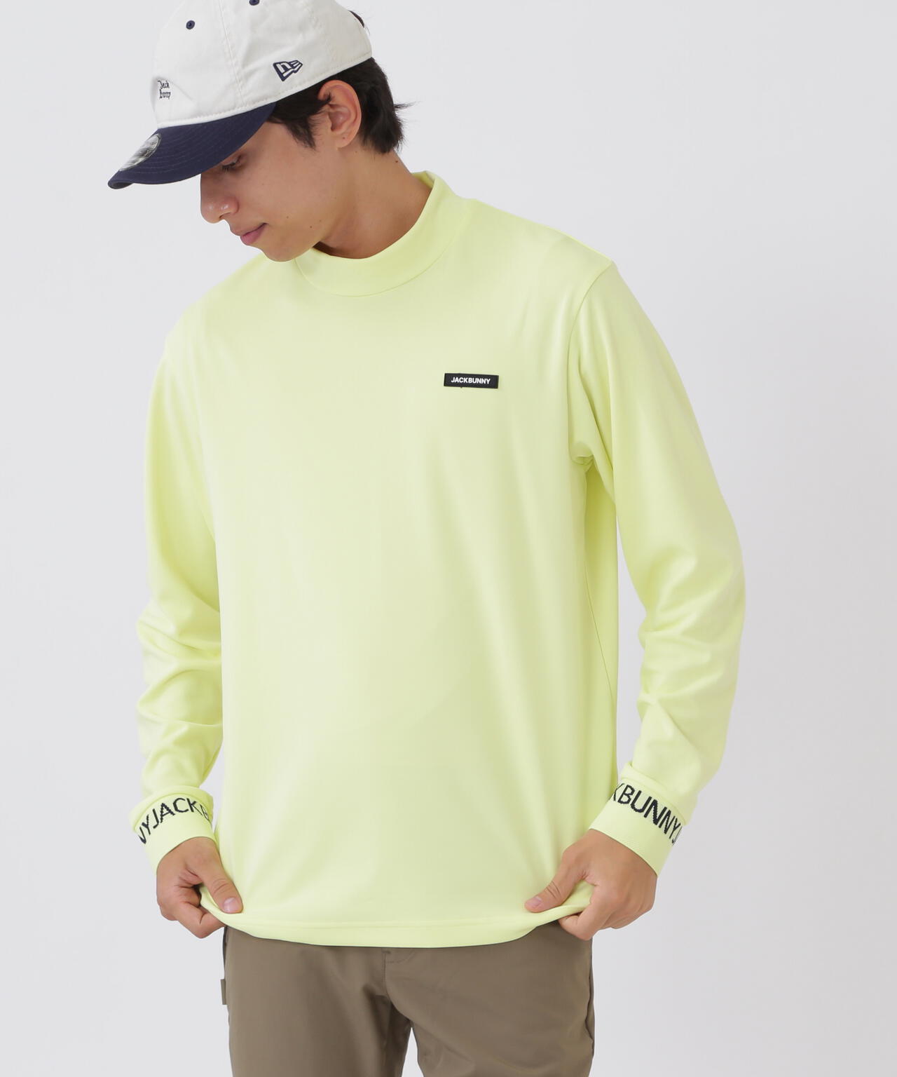 ソフトタッチ長袖モックネックカットソー (MENS)