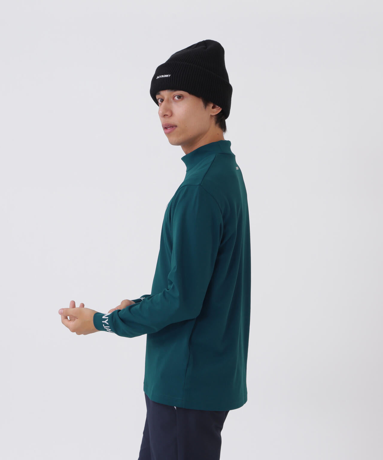 ソフトタッチ長袖モックネックカットソー (MENS)