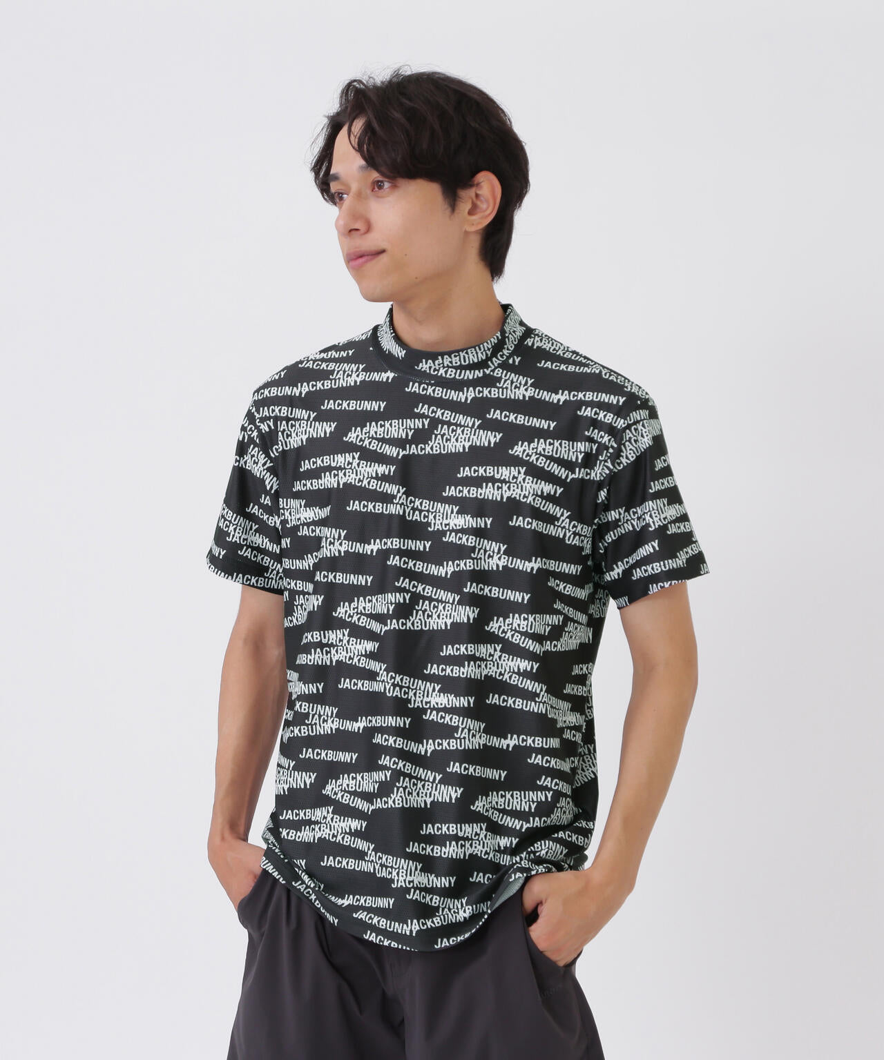 Peメッシュ半袖モックネックカットソー