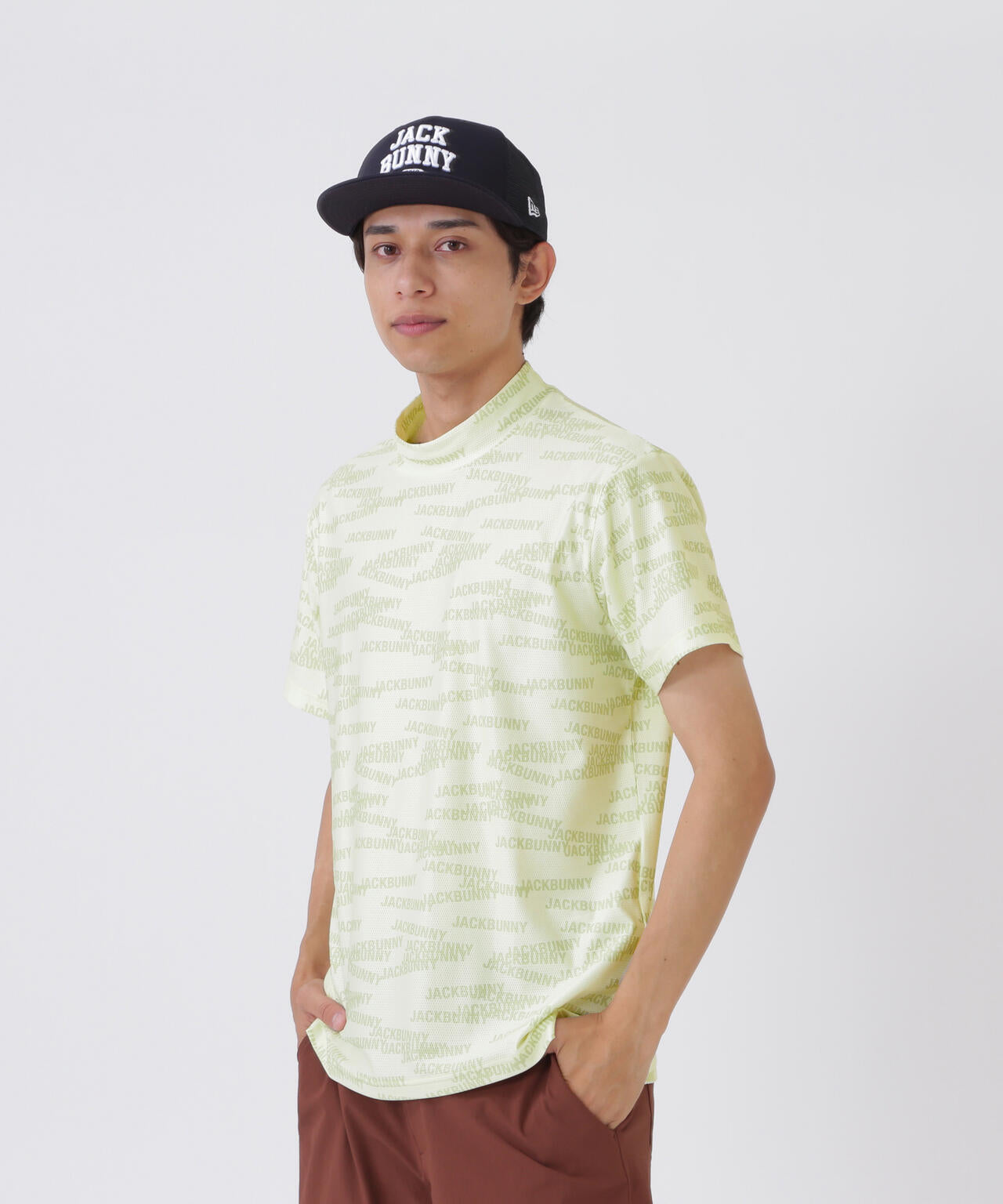 Peメッシュ半袖モックネックカットソー