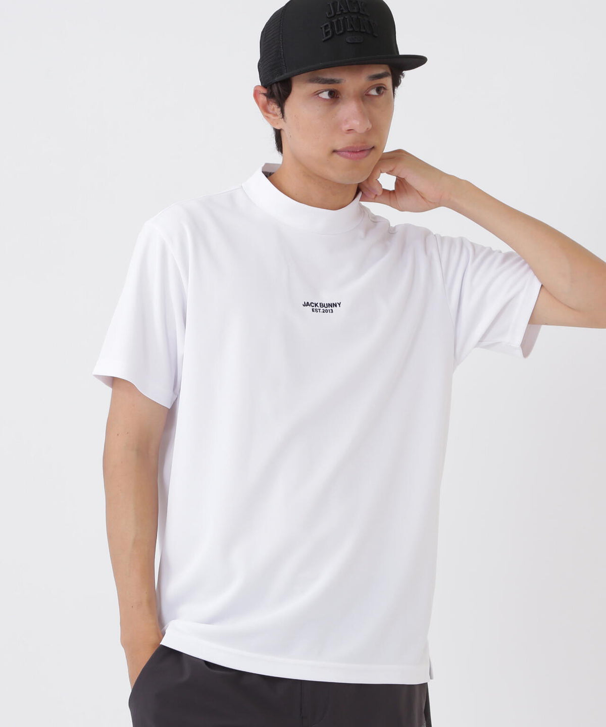 サンベールUVカットカノコ半袖モックネックカットソー