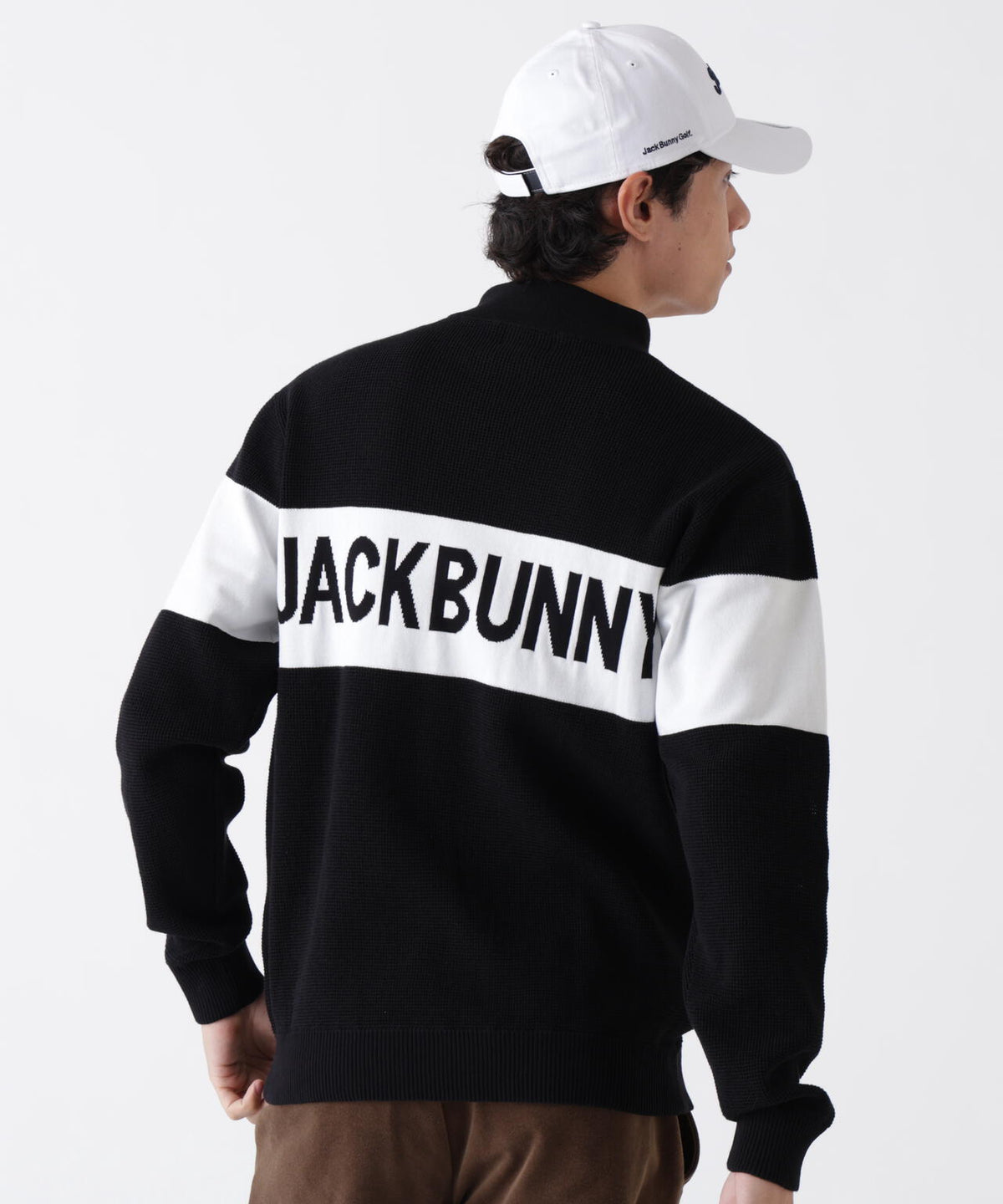 ドライワッフル長袖モックネックニットプルオーバー (MENS)