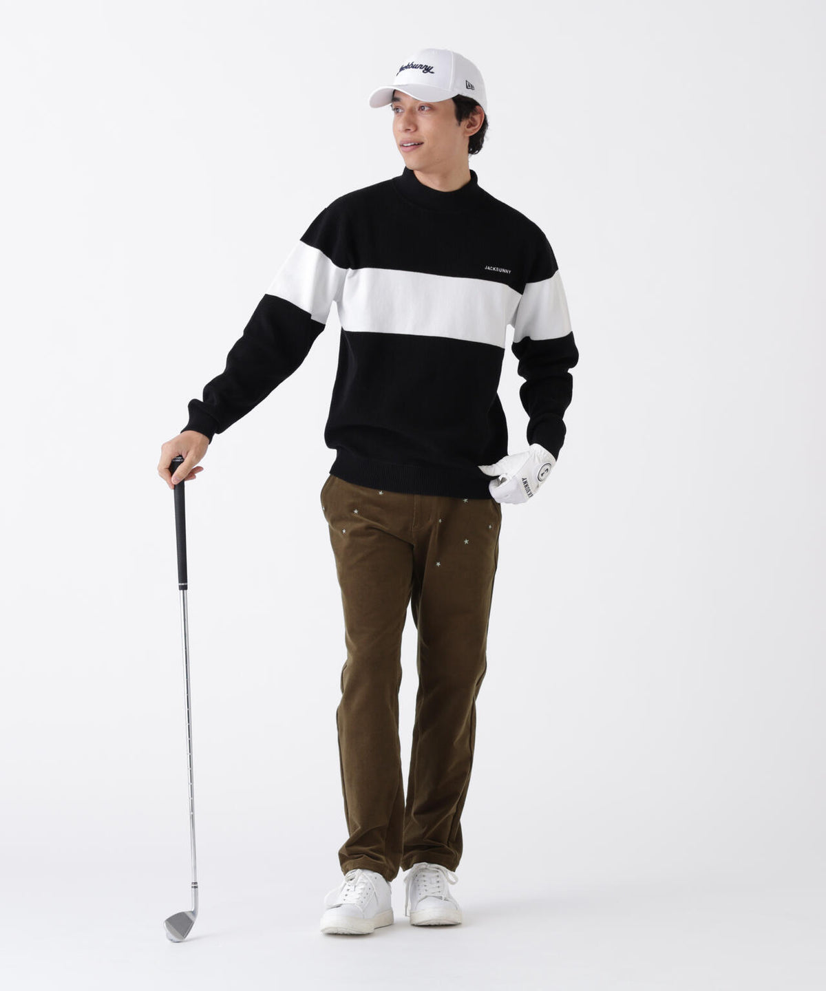ドライワッフル長袖モックネックニットプルオーバー (MENS)