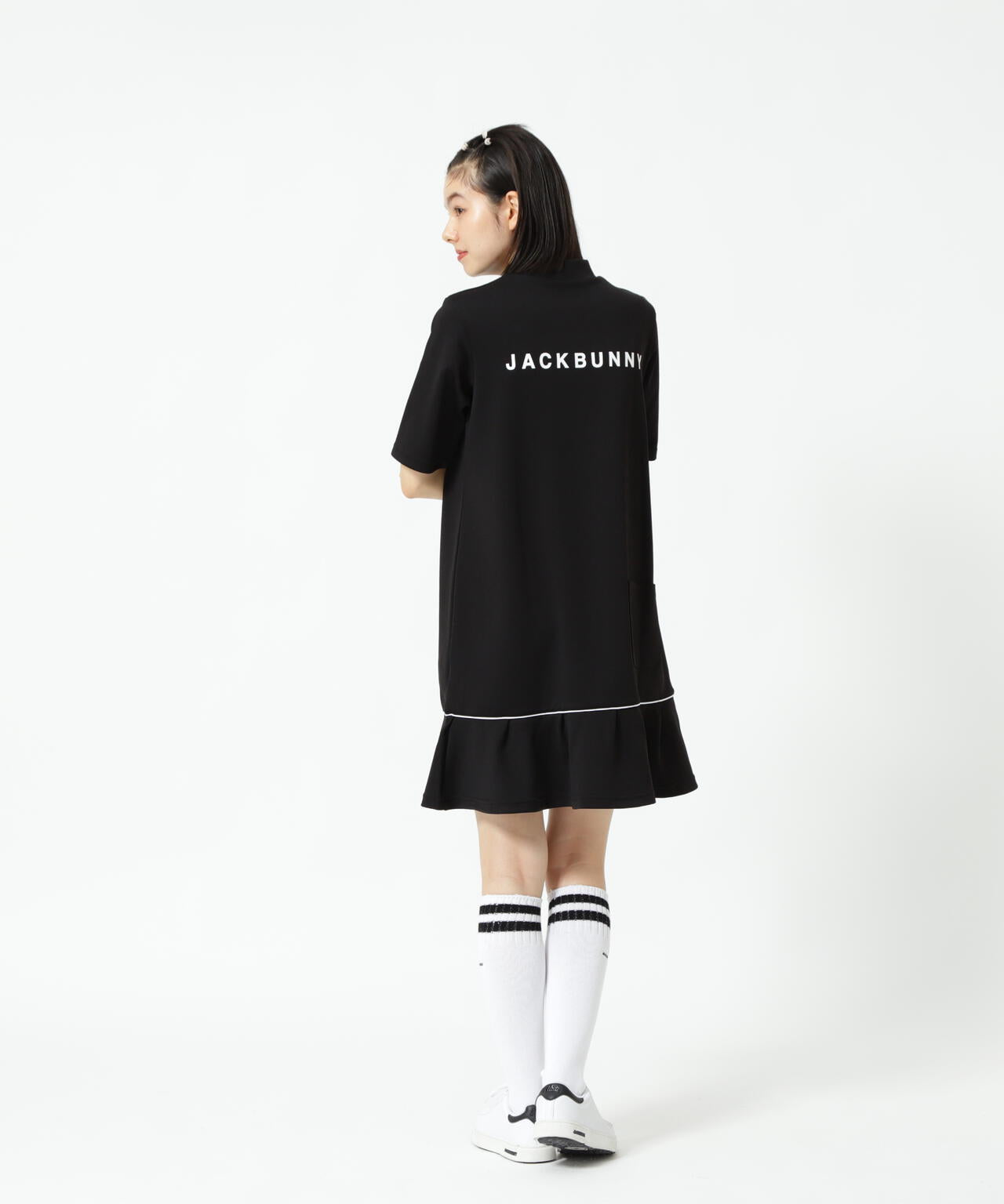 天竺ポンチ五分袖ワンピース