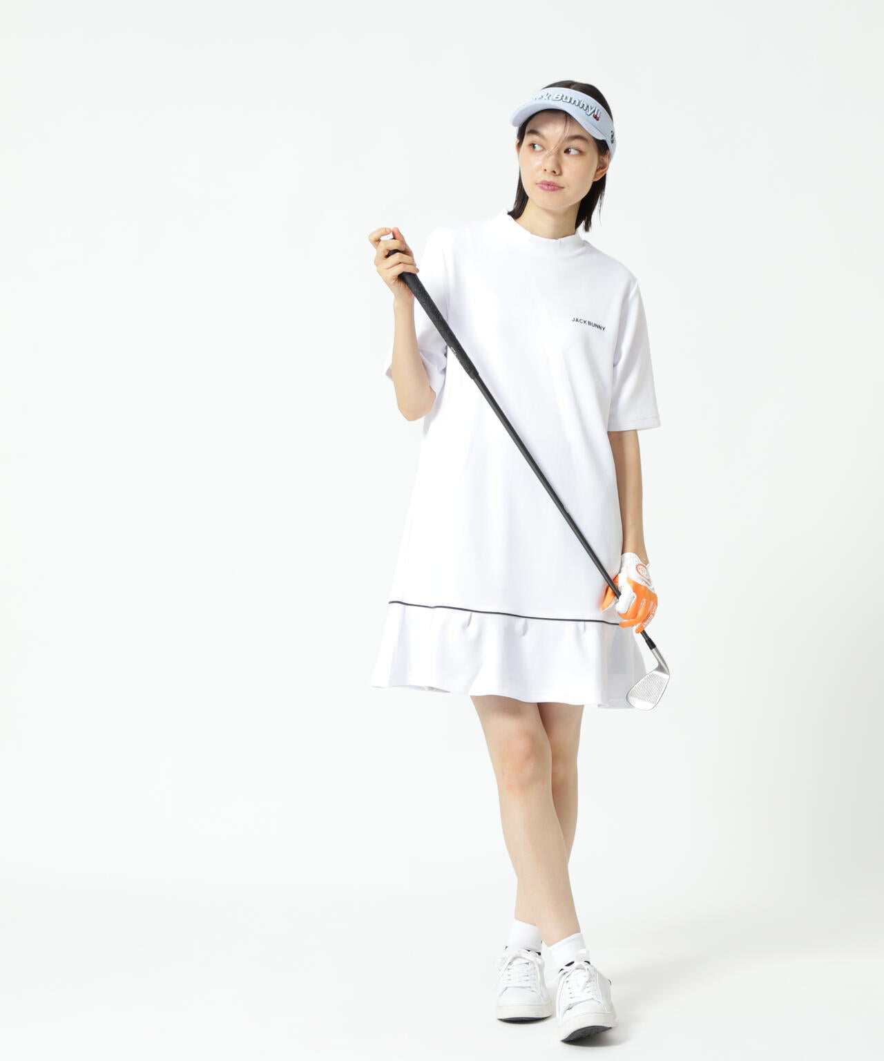 天竺ポンチ五分袖ワンピース