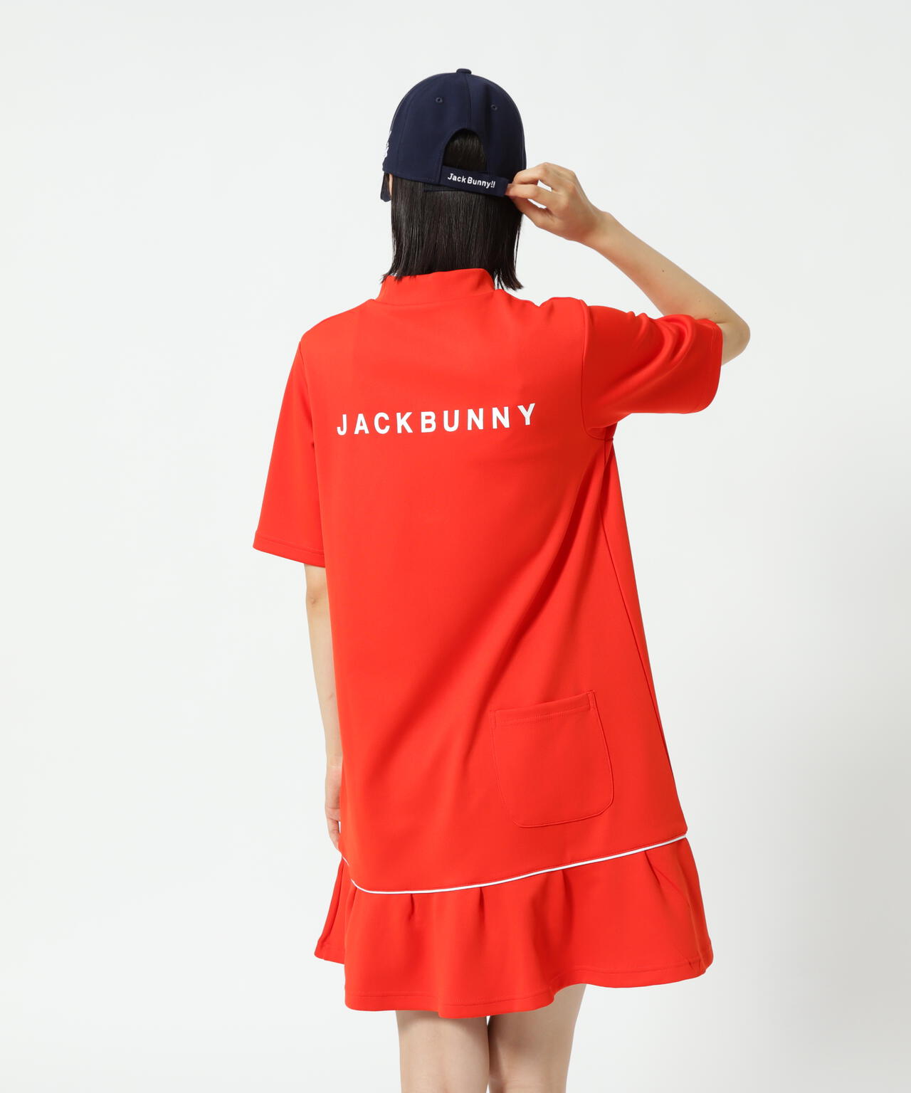 天竺ポンチ五分袖ワンピース