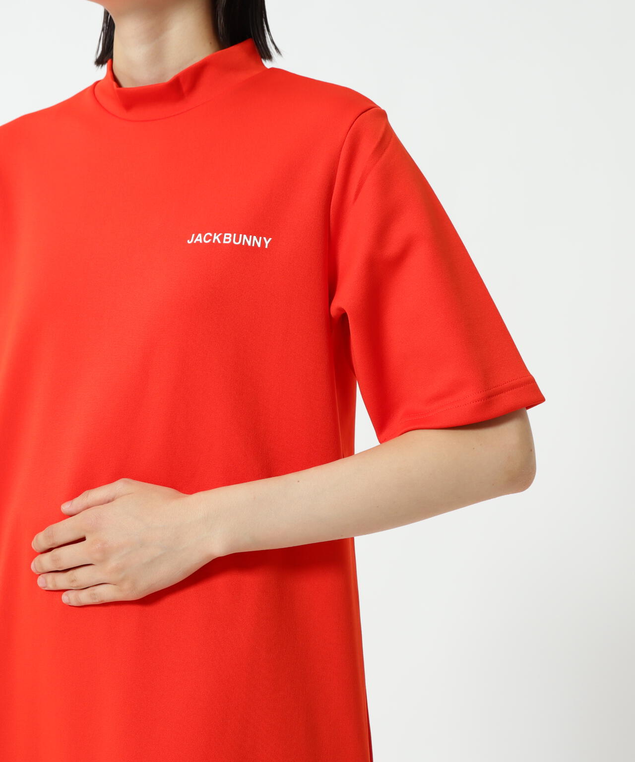 天竺ポンチ五分袖ワンピース