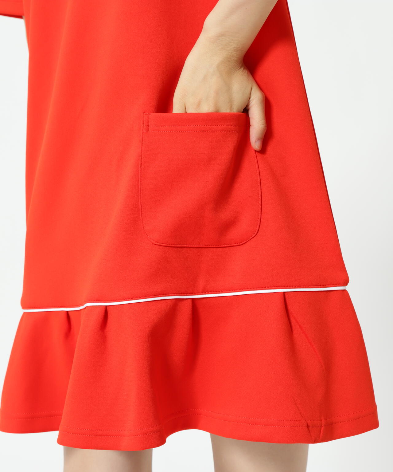 天竺ポンチ五分袖ワンピース