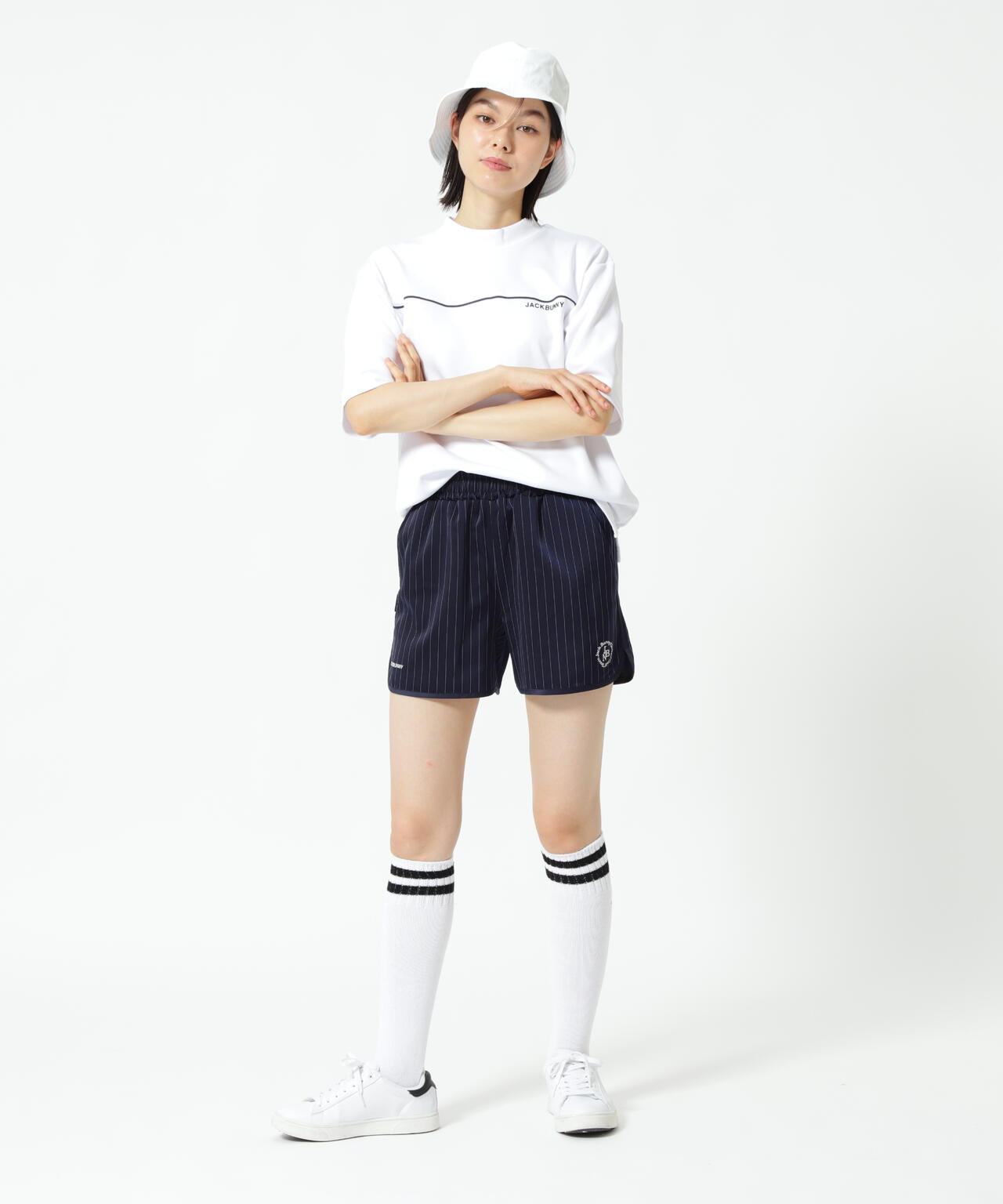 先染めストライプ ショートパンツ