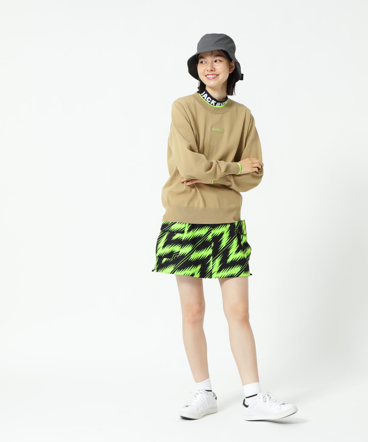 ストレッチ二重織プリント スカート