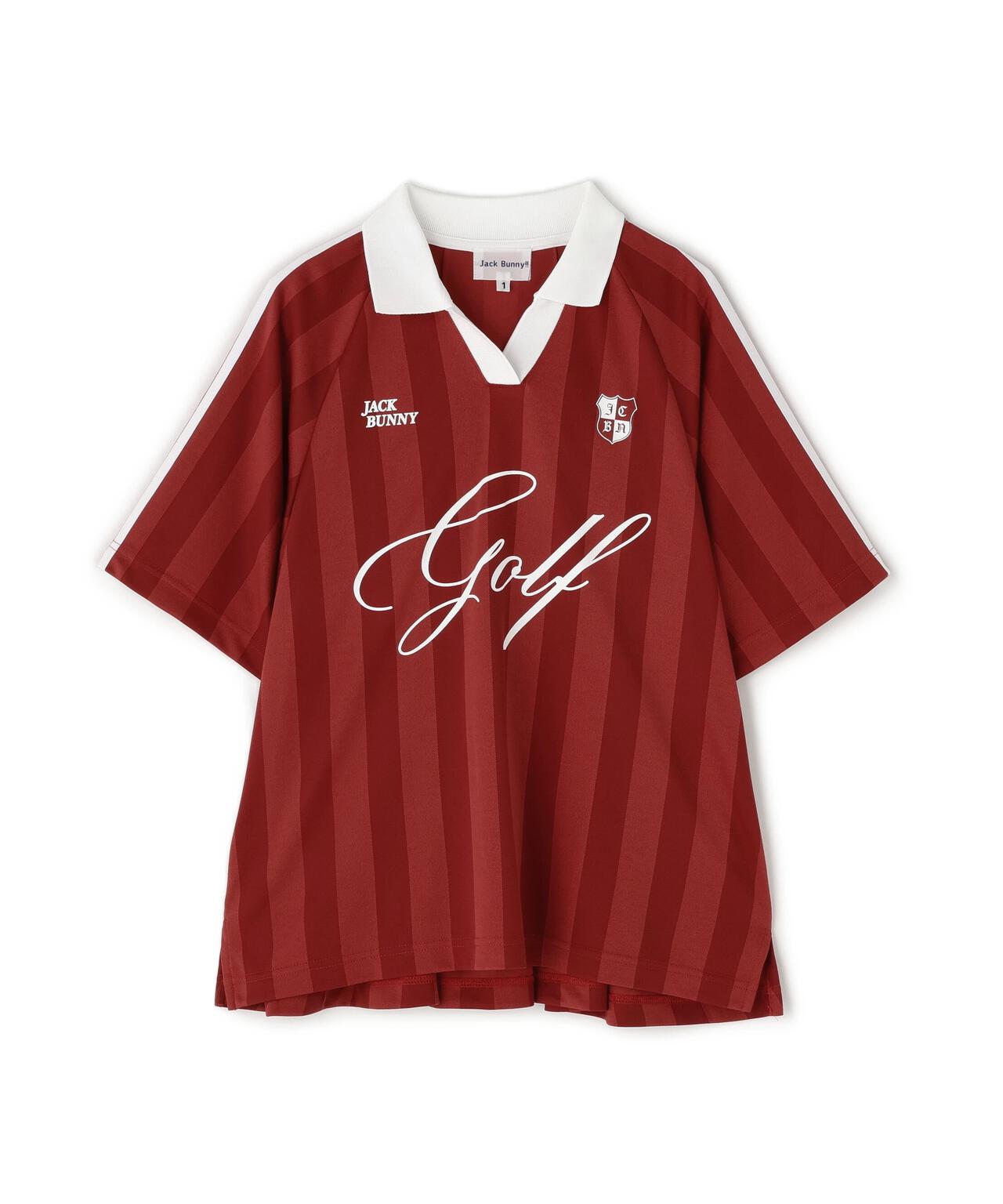 ストライプジャガード半袖ポロシャツ