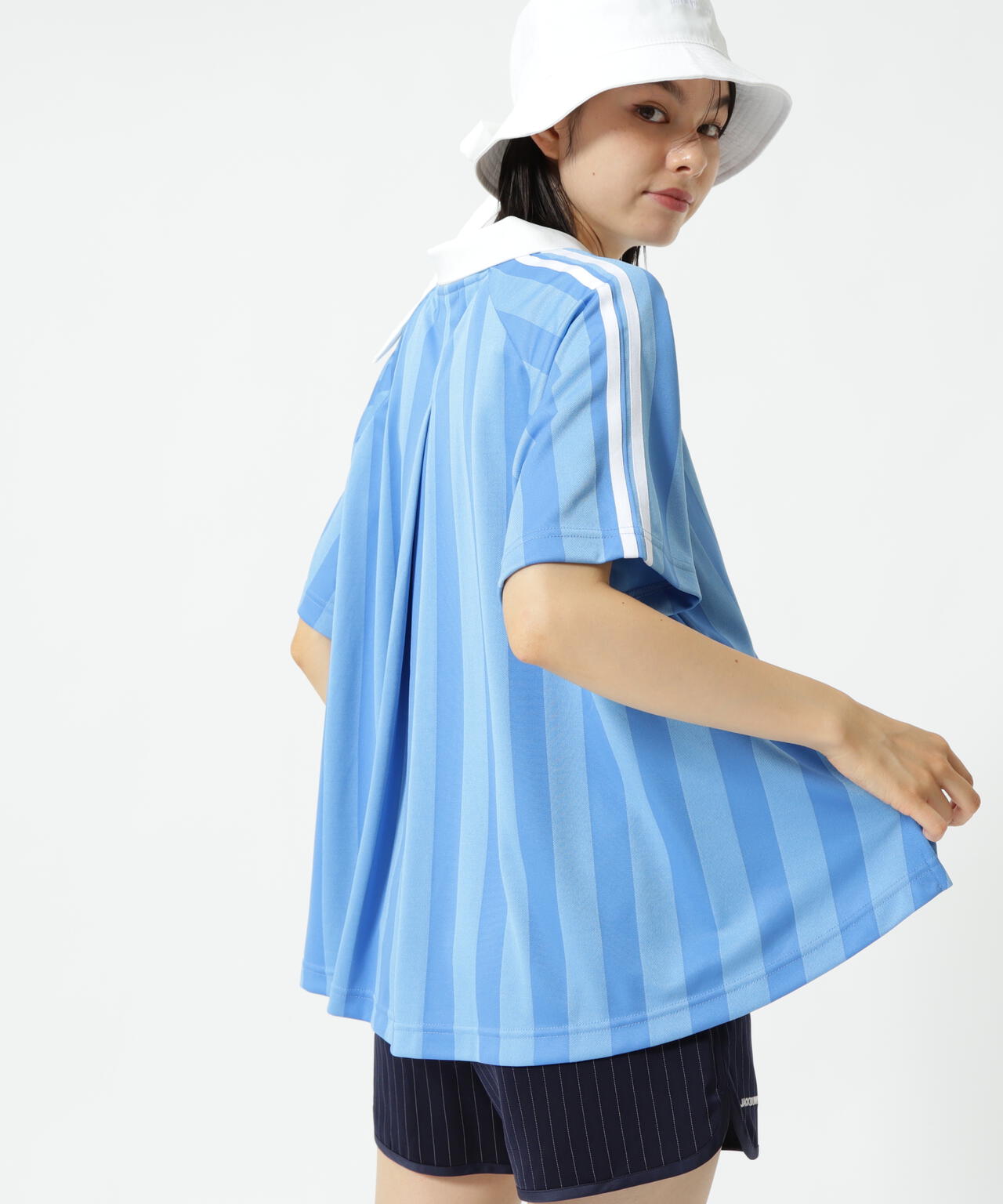 ストライプジャガード半袖ポロシャツ