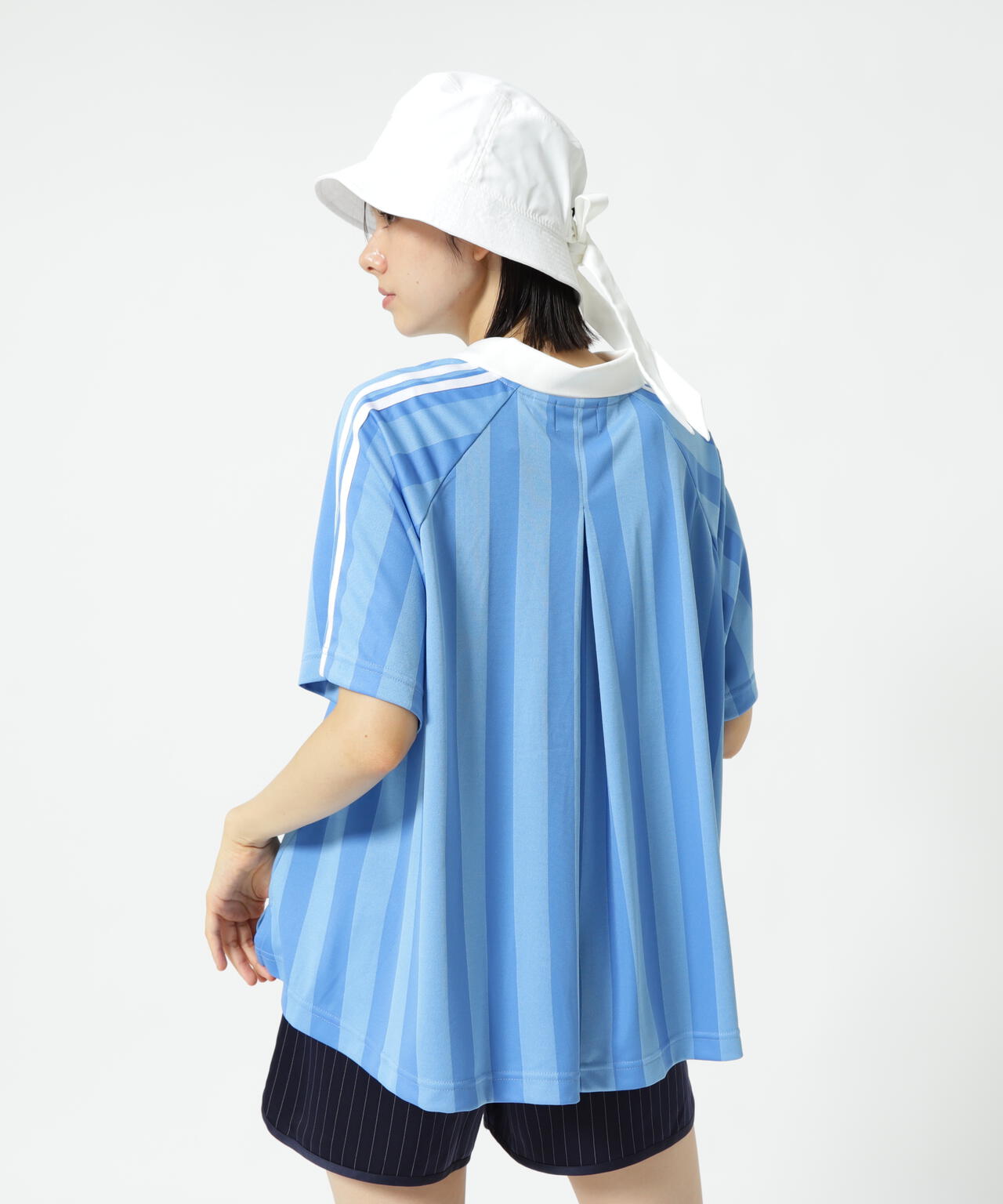 ストライプジャガード半袖ポロシャツ