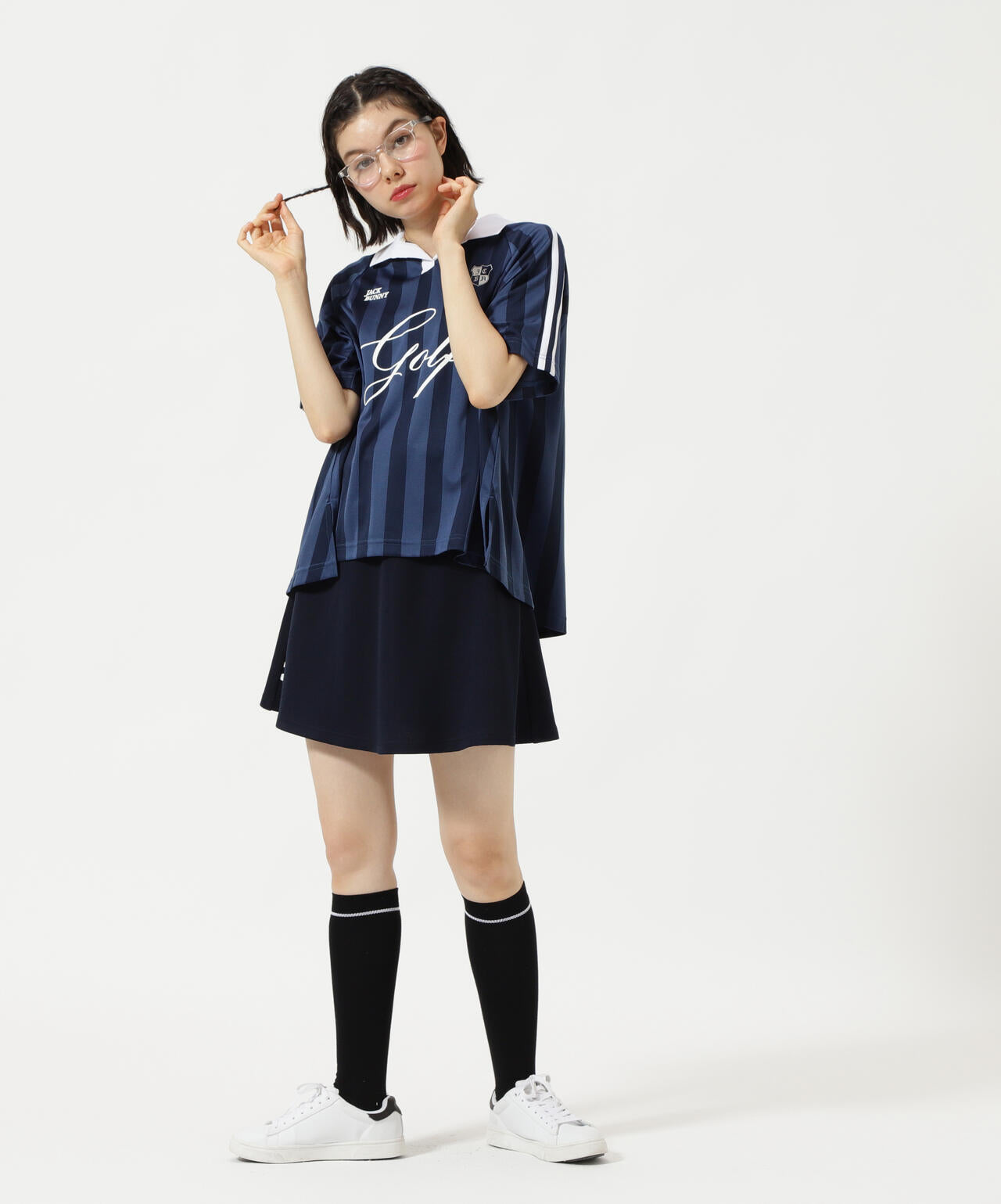 ストライプジャガード半袖ポロシャツ