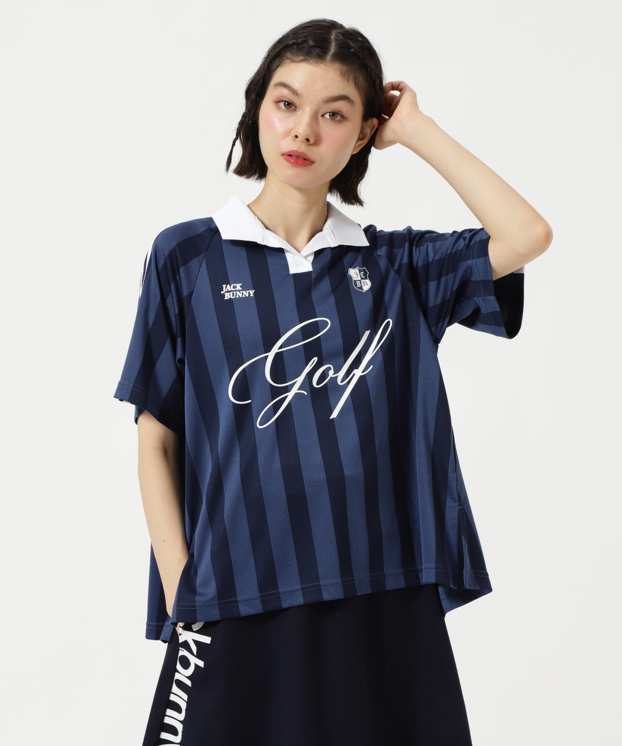 ストライプジャガード半袖ポロシャツ